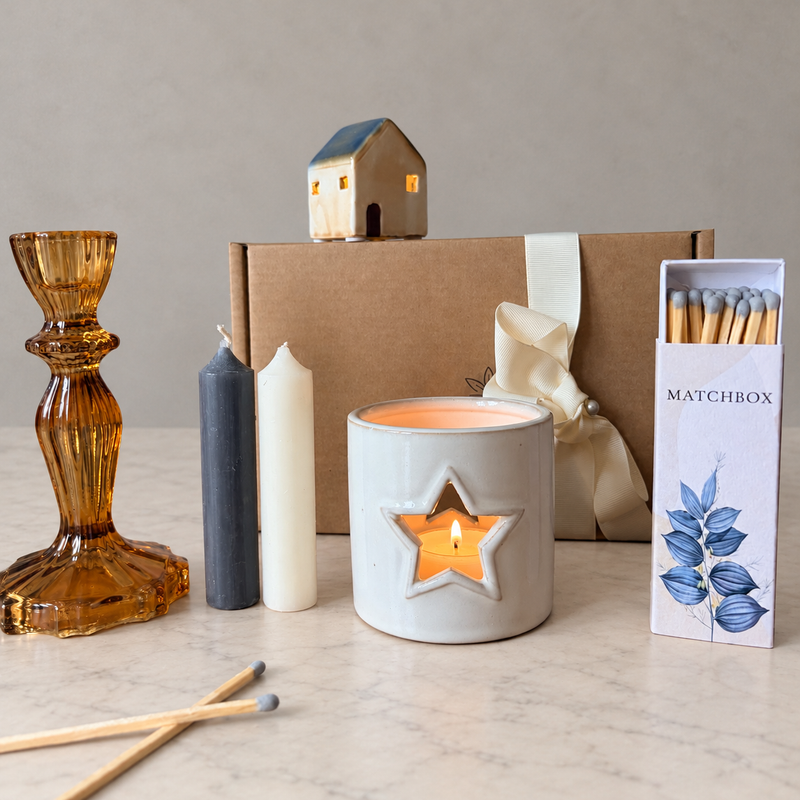 Festive Candle Holder Set | LED House and matches   Handcrafted Sustainable Living  Almasea