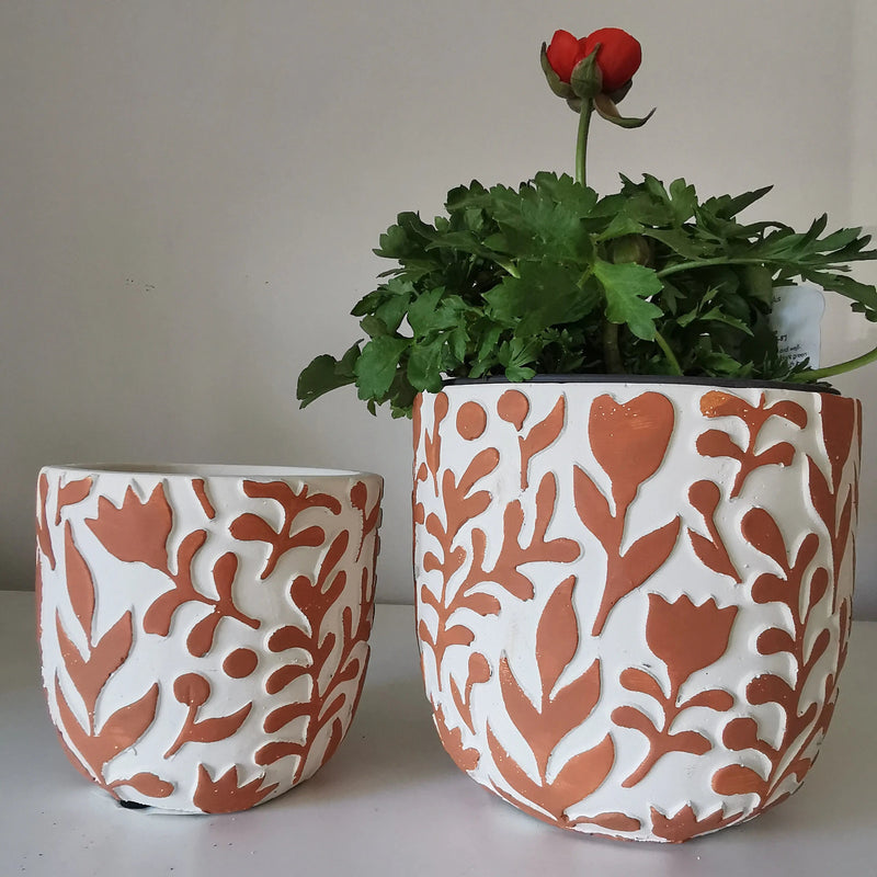 Orange Leaf Design Planter, 14 cm or 11cm   Handcrafted Sustainable Living  Almasea
