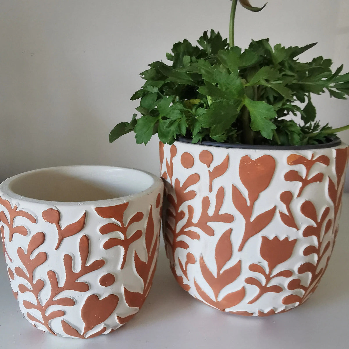 Orange Leaf Design Planter, 14 cm or 11cm   Handcrafted Sustainable Living  Almasea