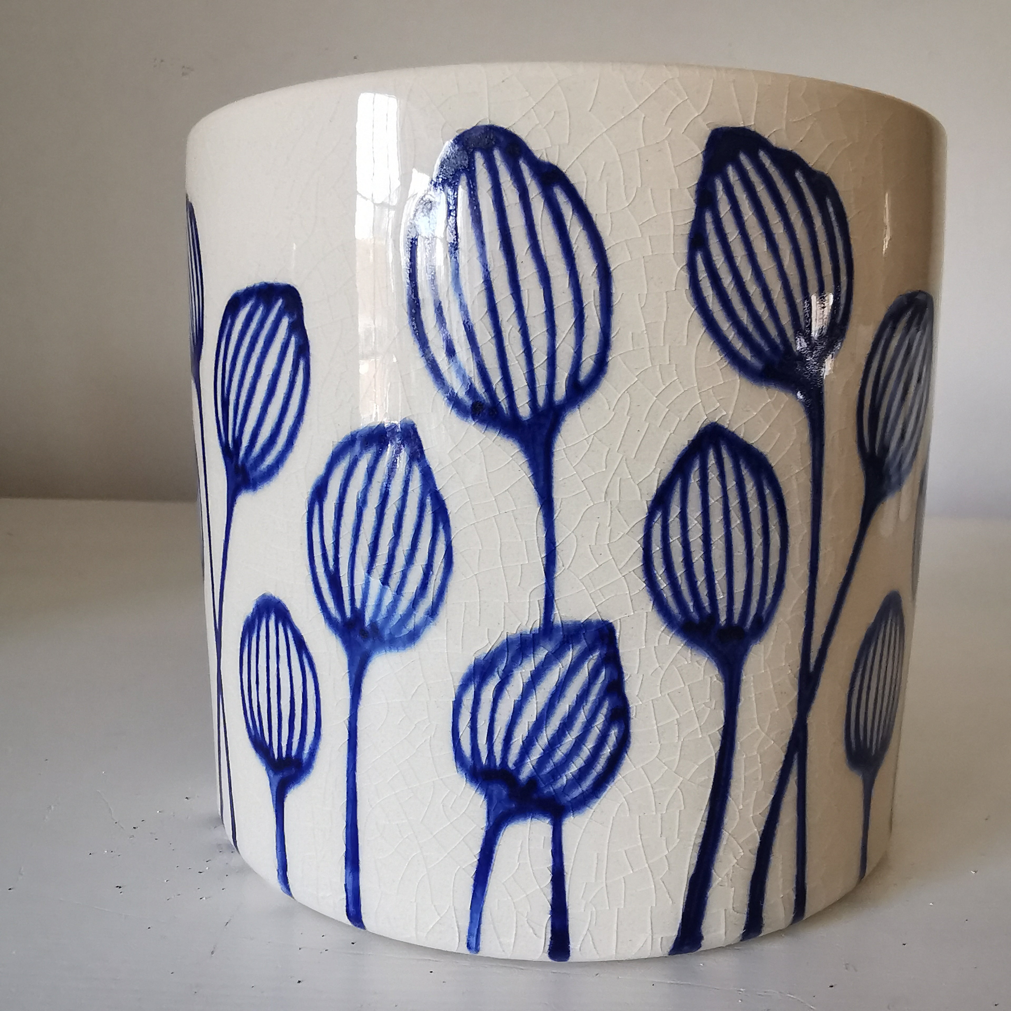 Stoneware Leaf Blue Planter 8cm or 11.7 cm