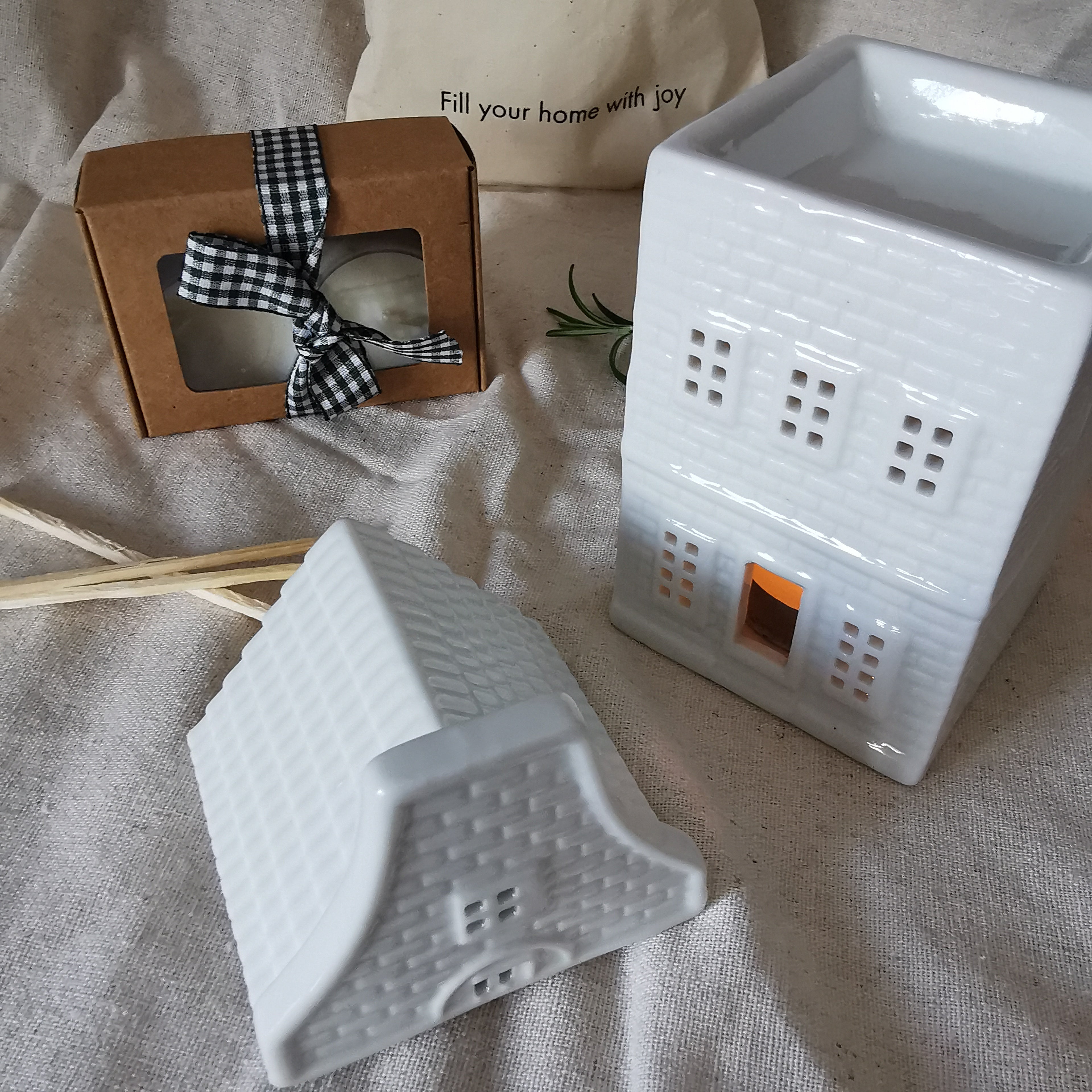 Nordic Scandi House Wax Candle Warmer Tiles Effect Hygge Decor