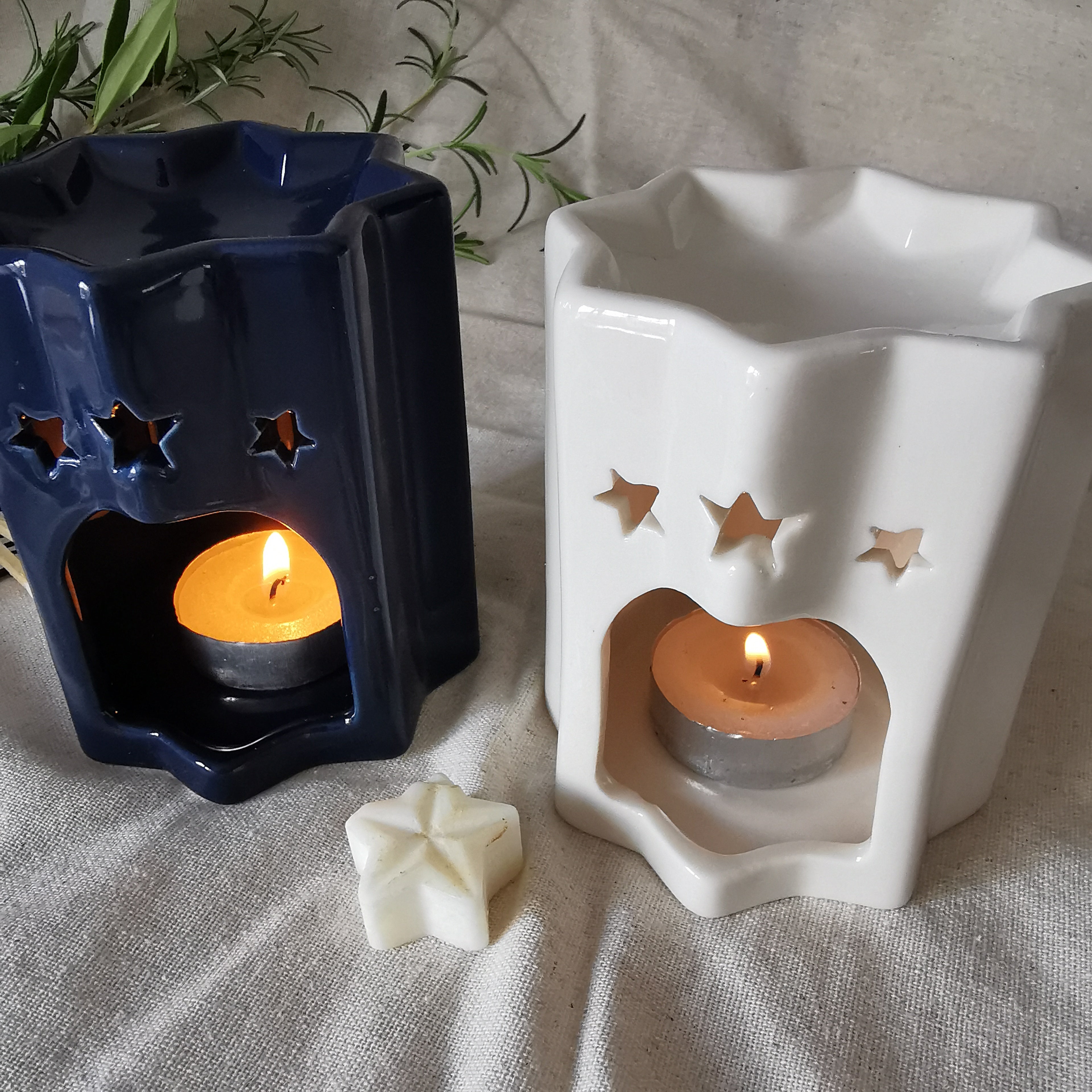Celestial Star Shaped Wax Burner White & Navy