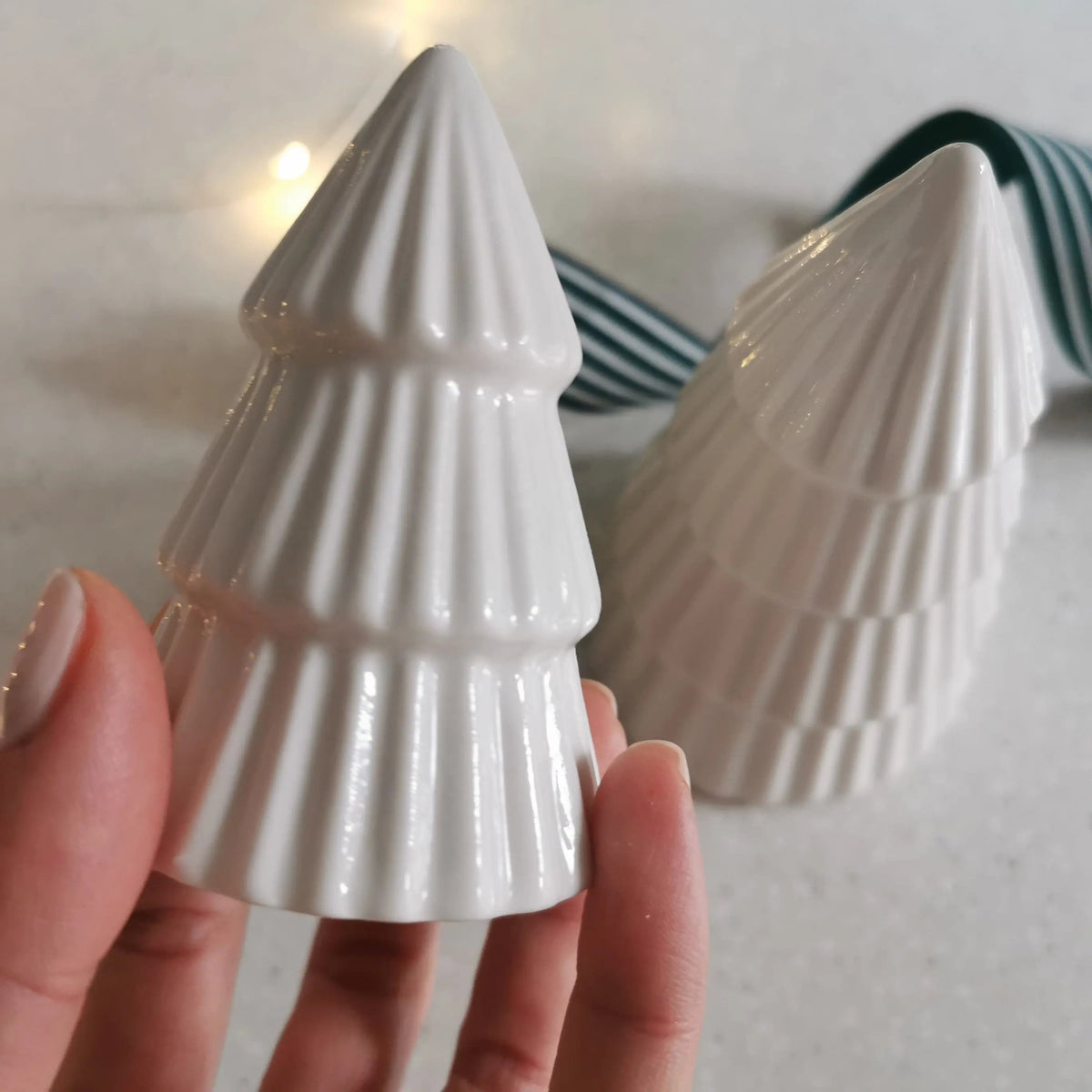 White Glazed Ceramic Christmas Tree   Handcrafted Sustainable Living  Almasea