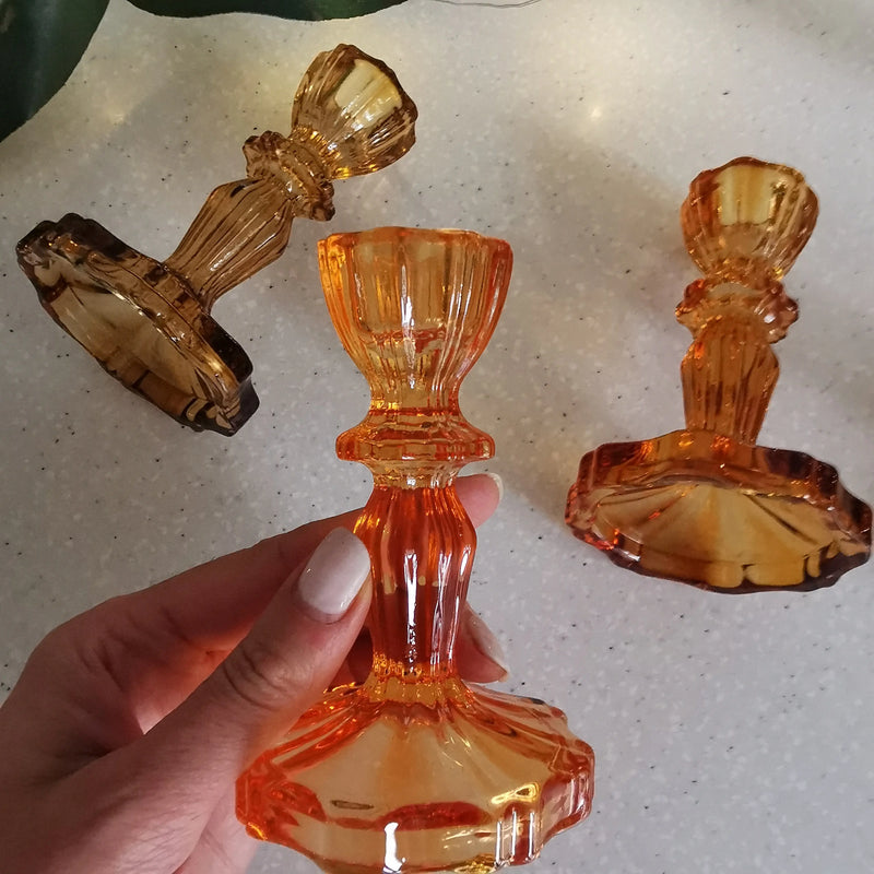 Textured Glass Candlestick Holder Coganc   Handcrafted Sustainable Living  Almasea