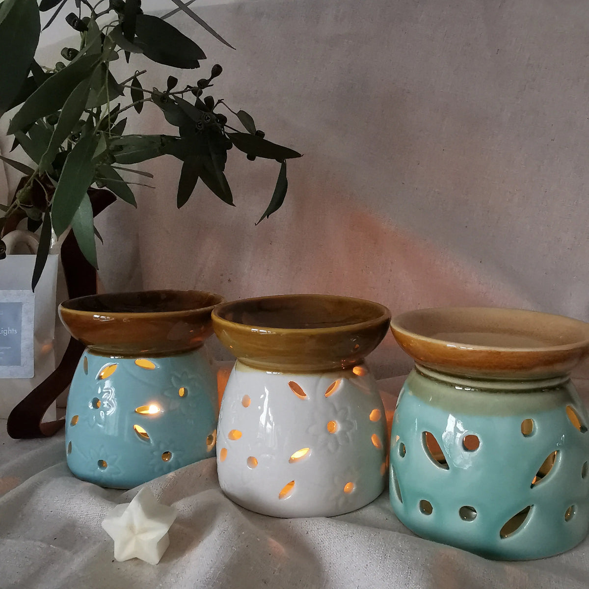 Reactive Glazed Wax Melt Burner – Rustic Stoneware Wax Warmer   Handcrafted Sustainable Living  Almasea