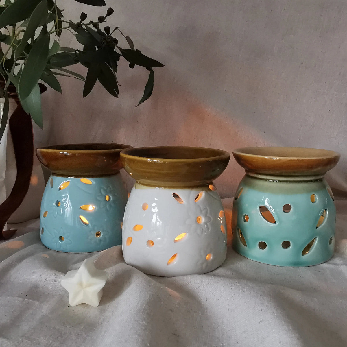 Reactive Glazed Wax Melt Burner – Rustic Stoneware Wax Warmer   Handcrafted Sustainable Living  Almasea