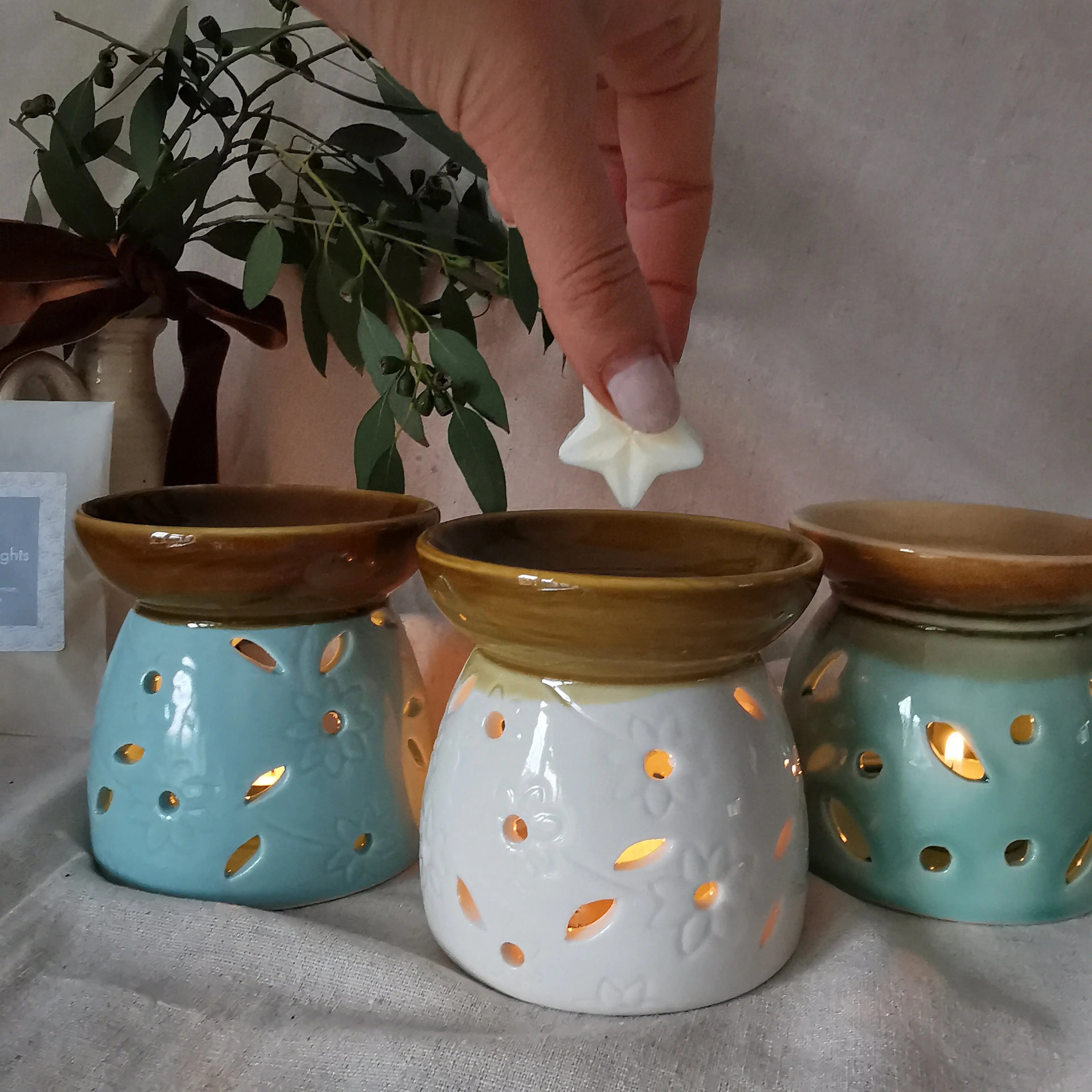 Reactive Glaze Wax Burner Rustic Warmer Almasea