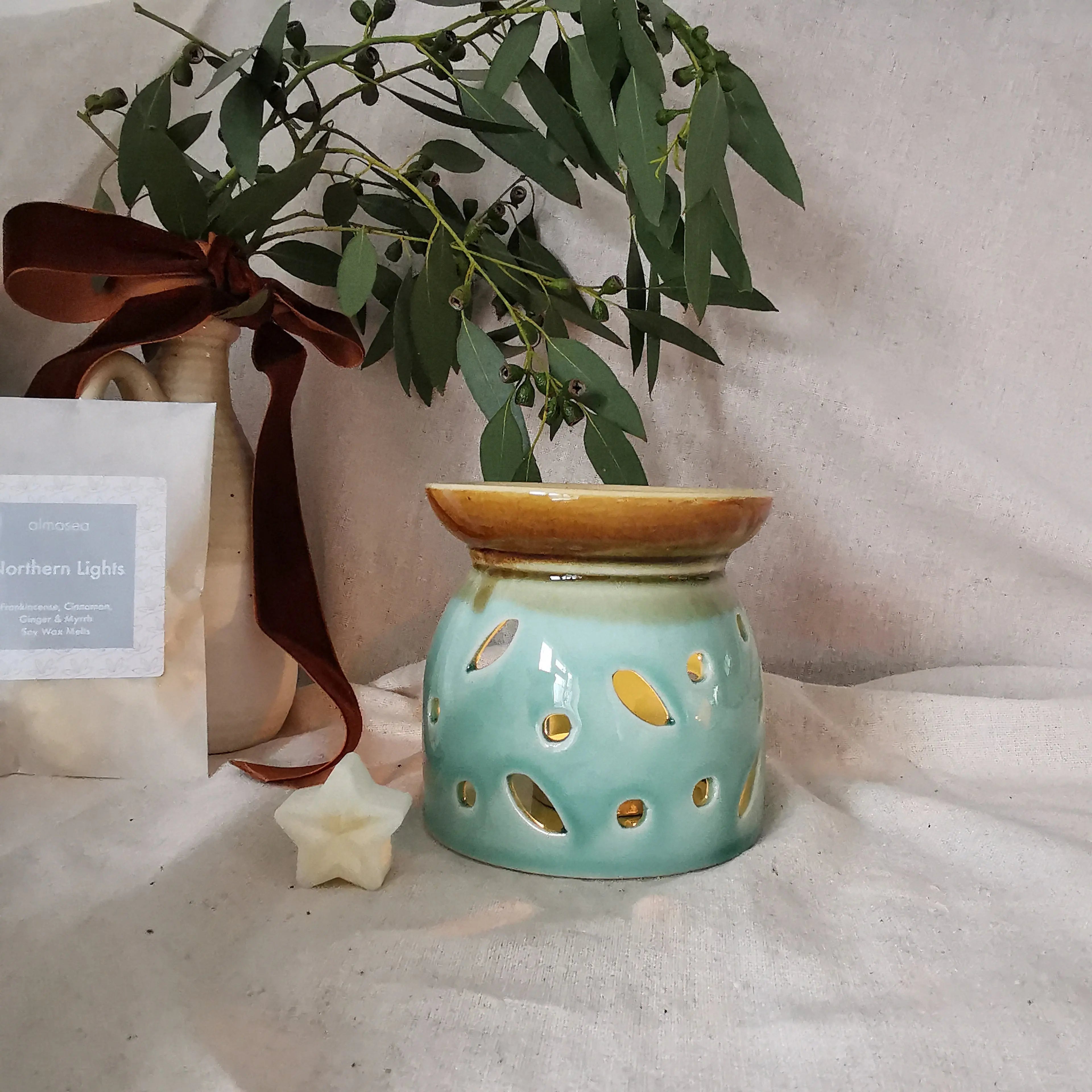 Reactive Glaze Wax Burner Rustic Warmer Almasea
