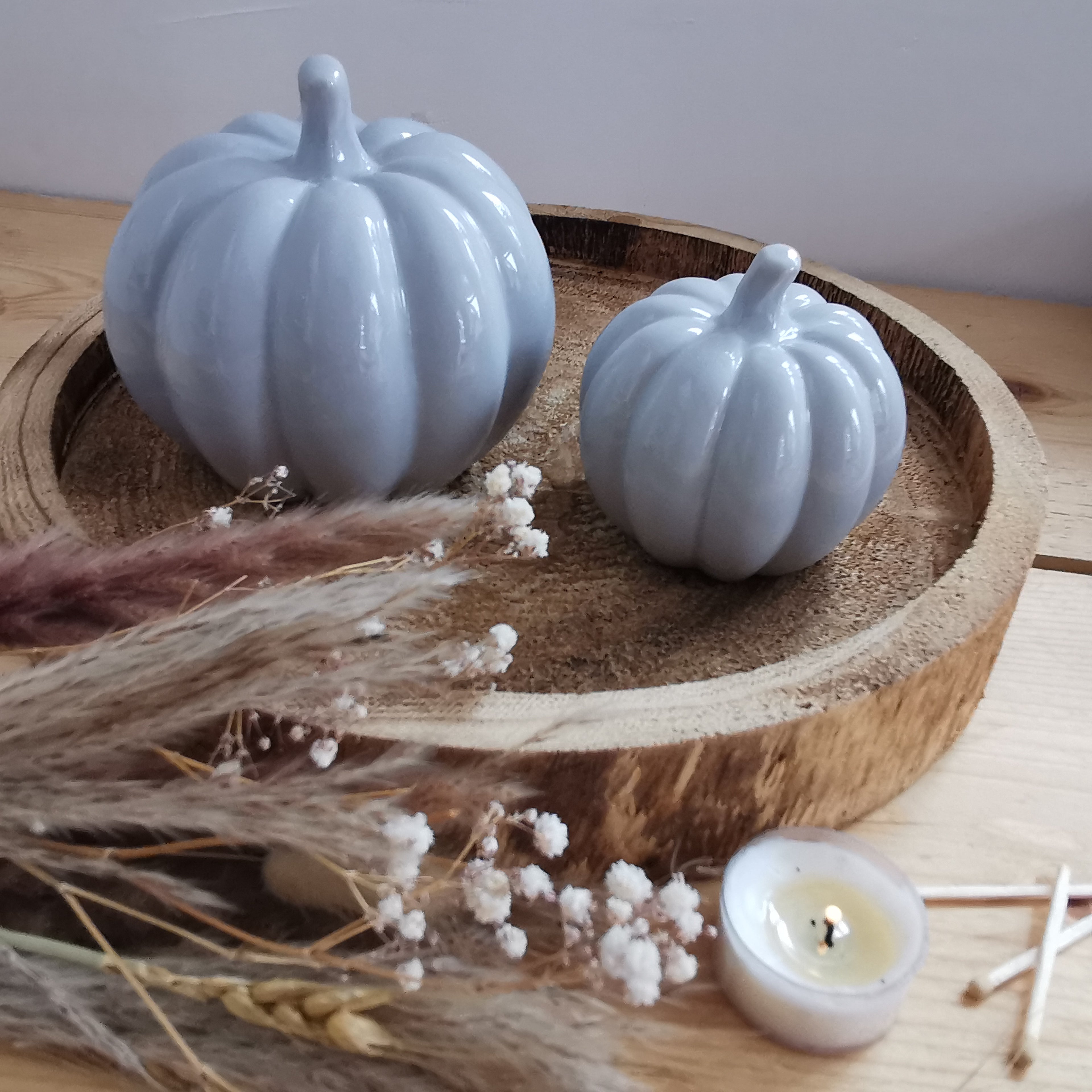 Grey Ceramic Pumpkin
