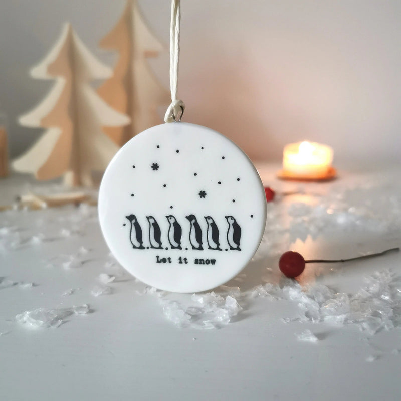 Penguin Christmas Bauble Decoration | Let It Snow Ornament   Handcrafted Sustainable Living  Almasea