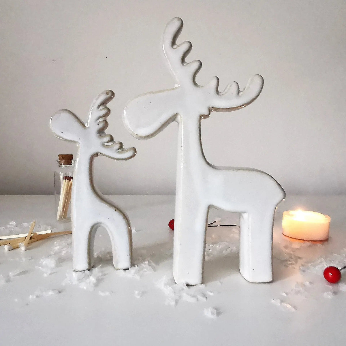 Nordic Reindeer Decoration UK | Off-White Ceramic   Handcrafted Sustainable Living  Almasea