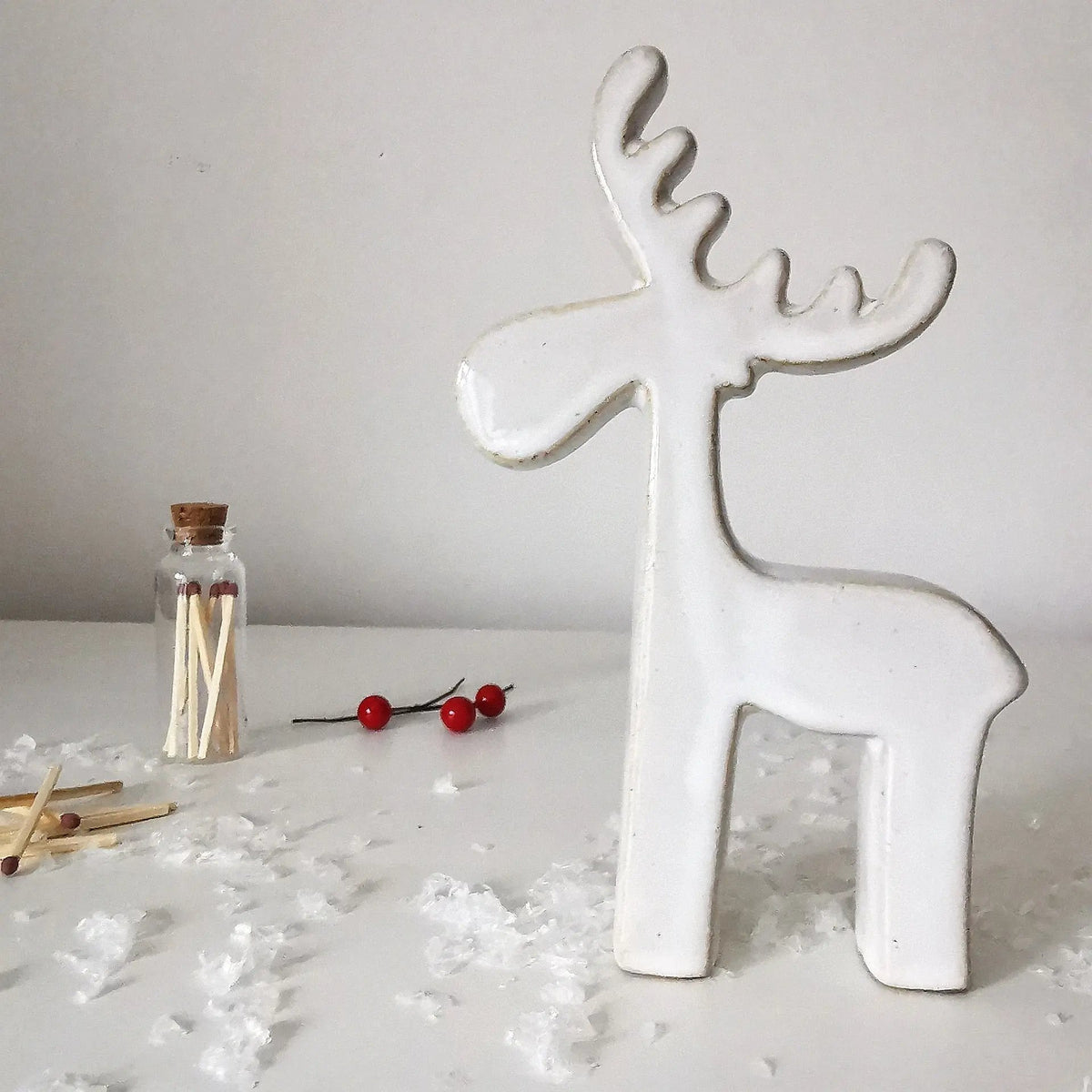 Nordic Reindeer Decoration UK | Off-White Ceramic   Handcrafted Sustainable Living  Almasea
