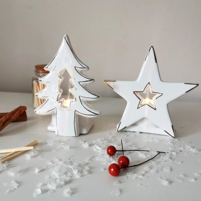 Ceramic Star Tree t light holder   Handcrafted Sustainable Living  Almasea