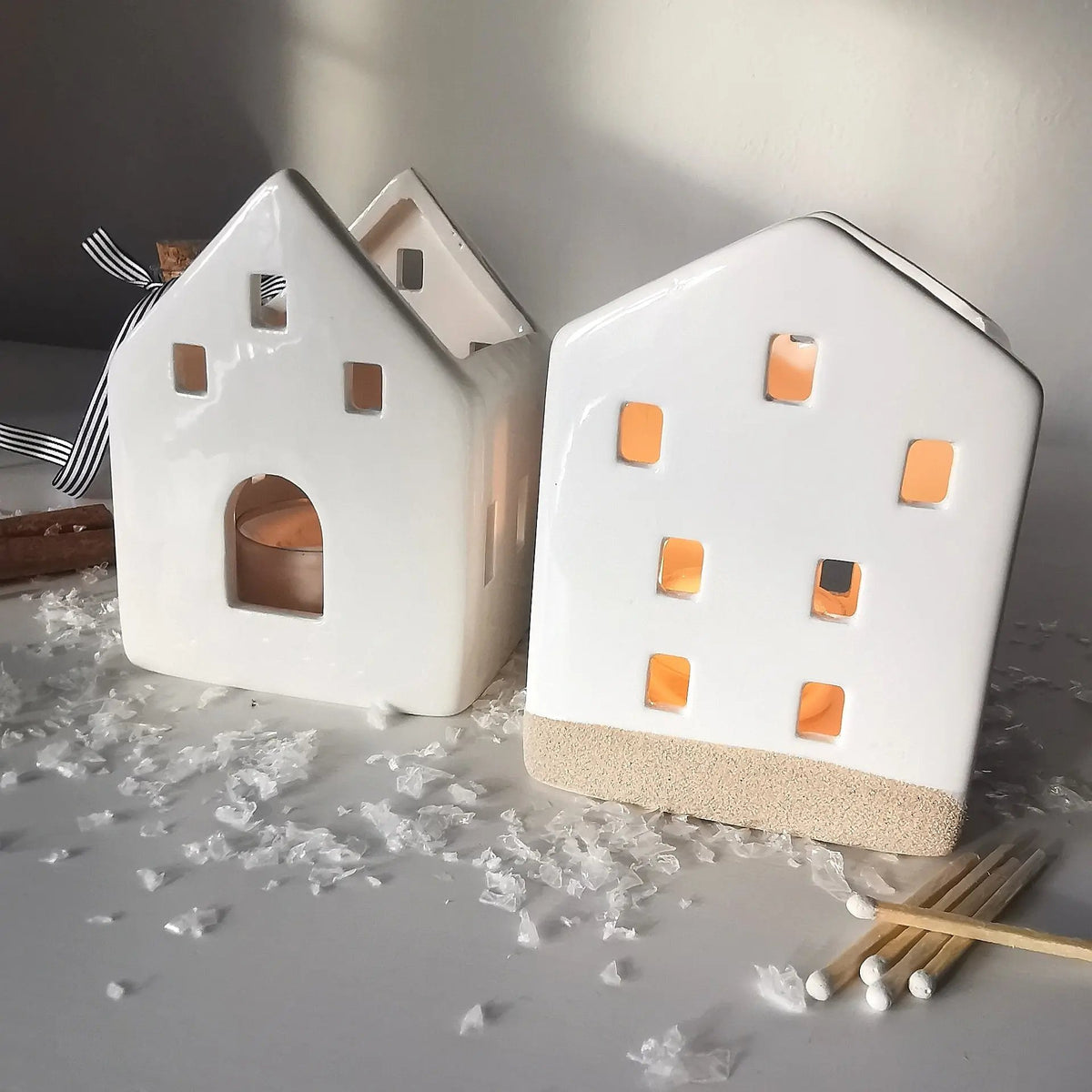 White Scandi Nordic House Tealight Holder   Handcrafted Sustainable Living  Almasea