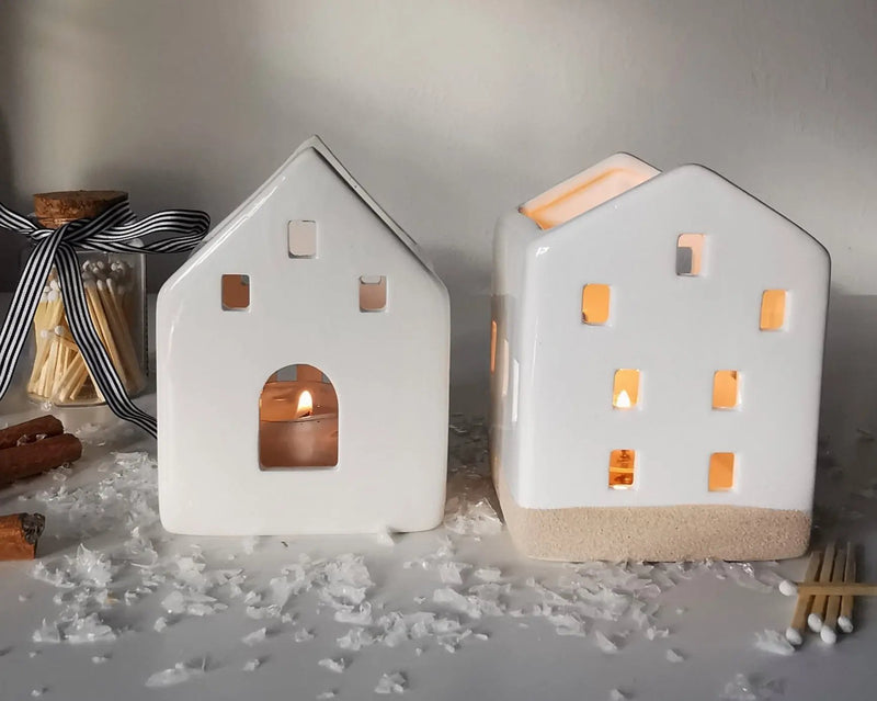 White Scandi Nordic House Tealight Holder   Handcrafted Sustainable Living  Almasea