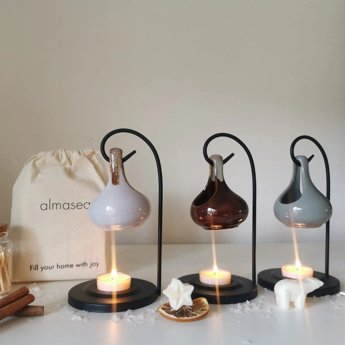 Hanging Oil Burner | Teardrop Tart Warmer with Stand   Handcrafted Sustainable Living  Almasea
