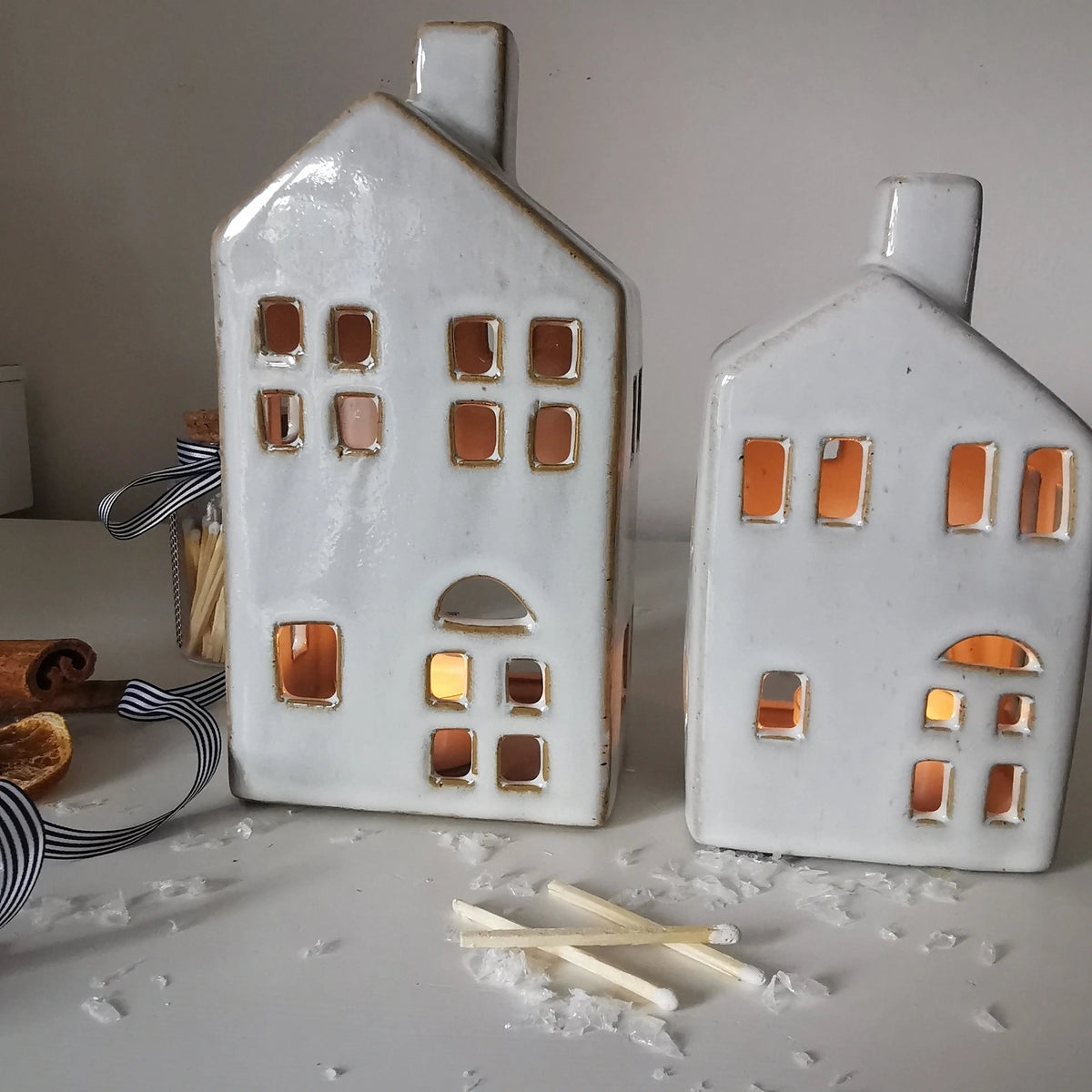 Reactive Glazed Ceramic House Tealight Holder   Handcrafted Sustainable Living  Almasea