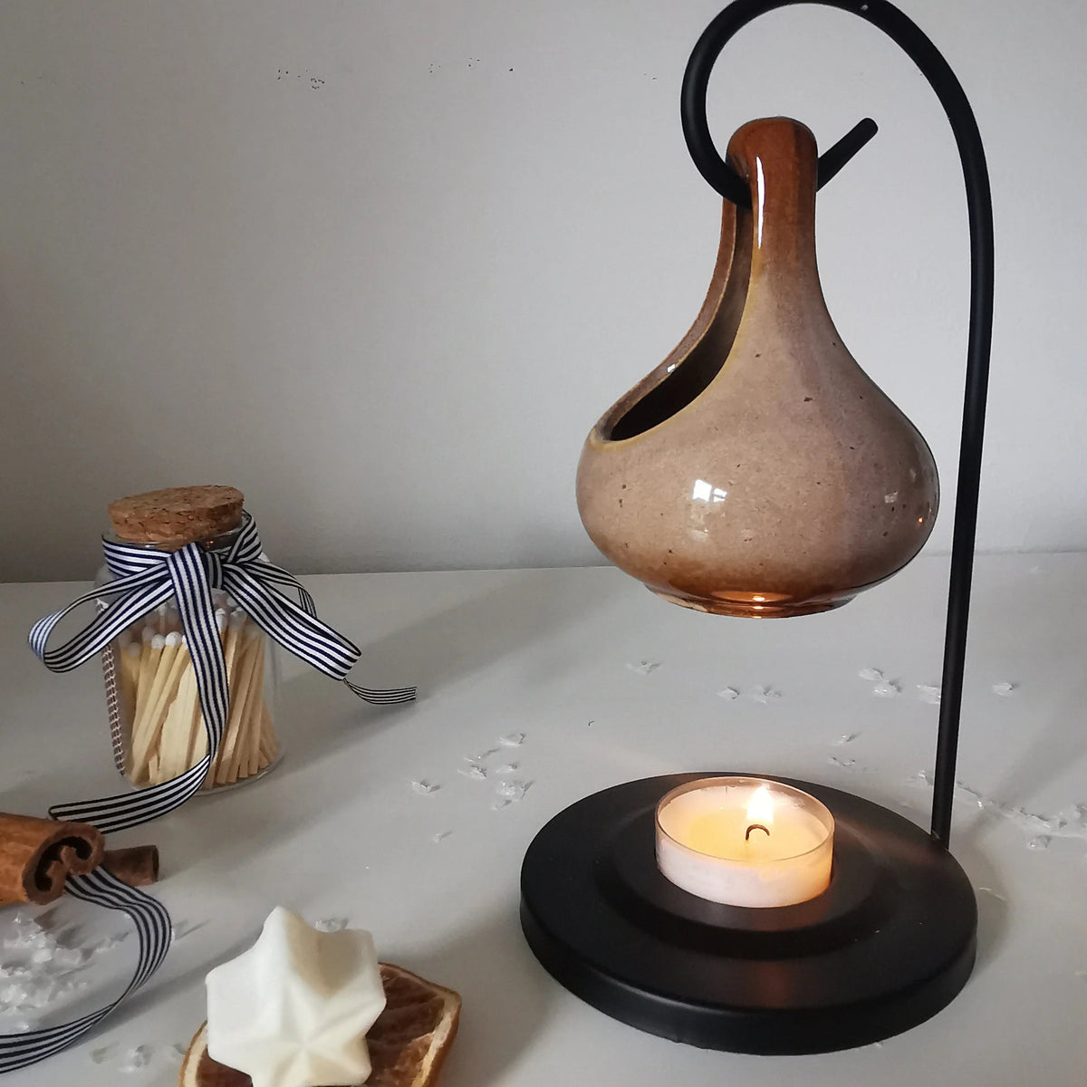 Hanging Oil Burner | Teardrop Tart Warmer with Stand   Handcrafted Sustainable Living  Almasea