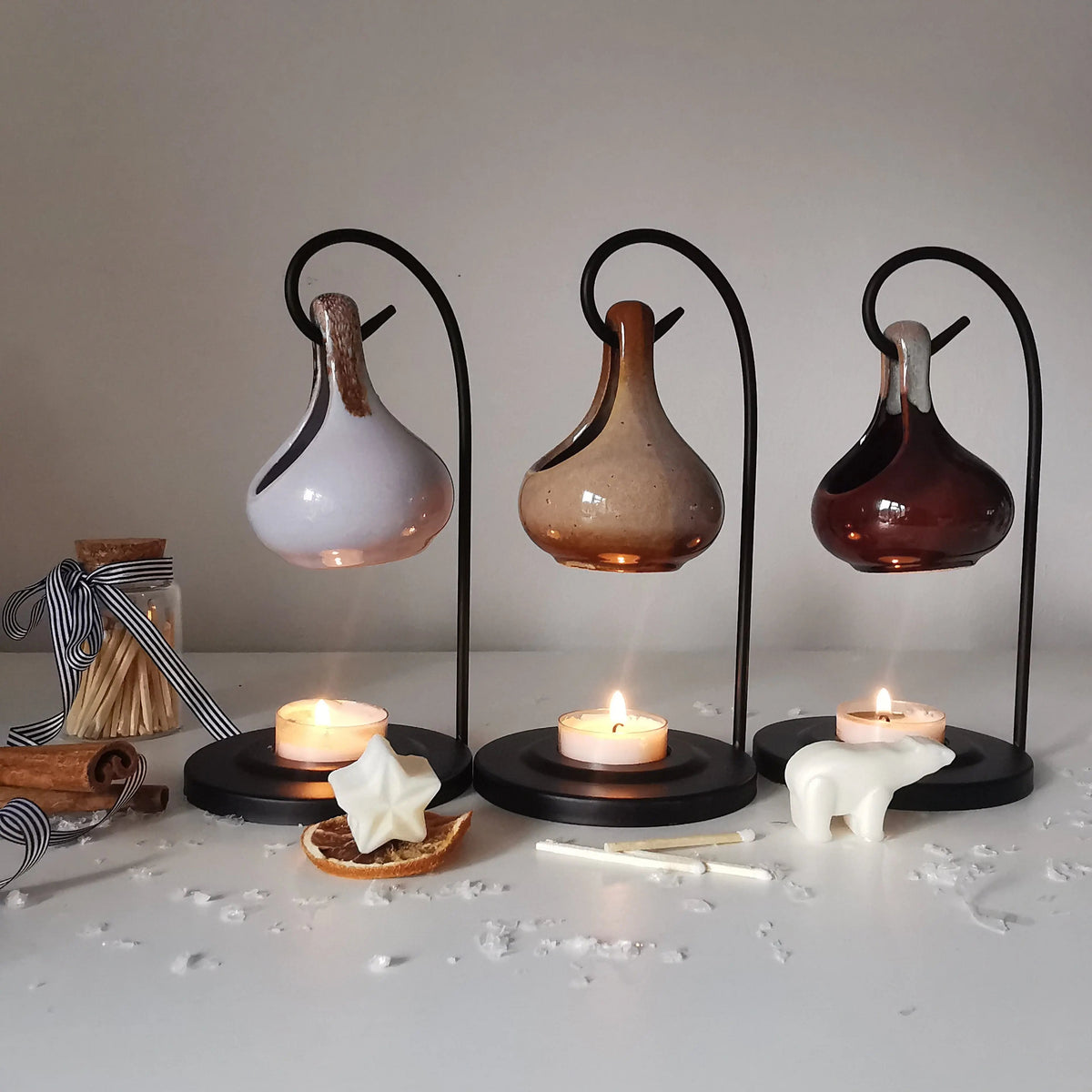 Hanging Oil Burner | Teardrop Tart Warmer with Stand   Handcrafted Sustainable Living  Almasea