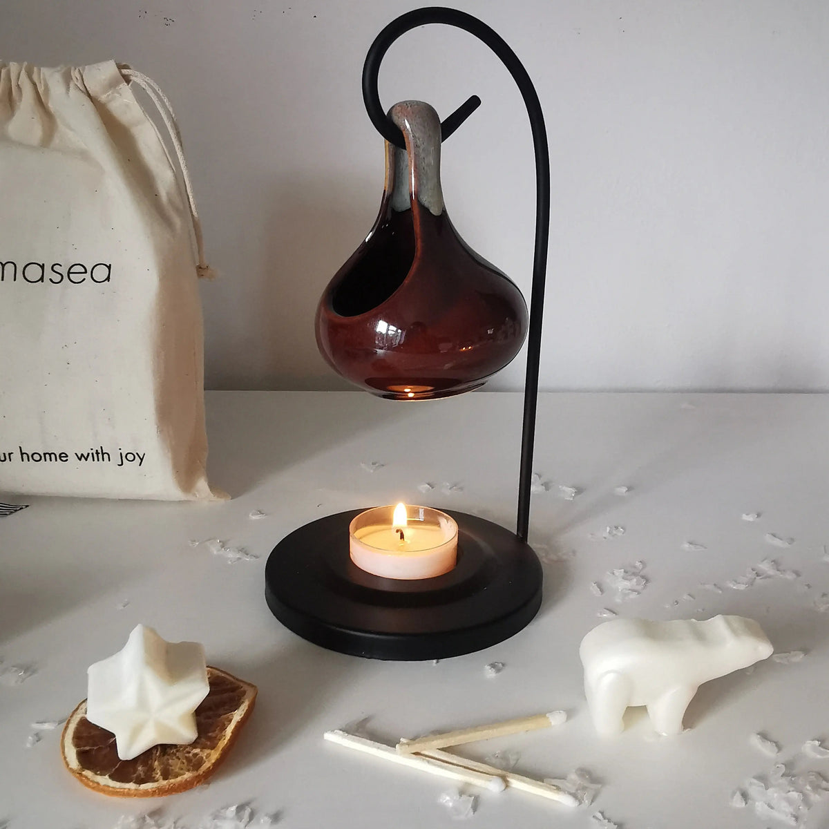 Hanging Oil Burner | Teardrop Tart Warmer with Stand   Handcrafted Sustainable Living  Almasea