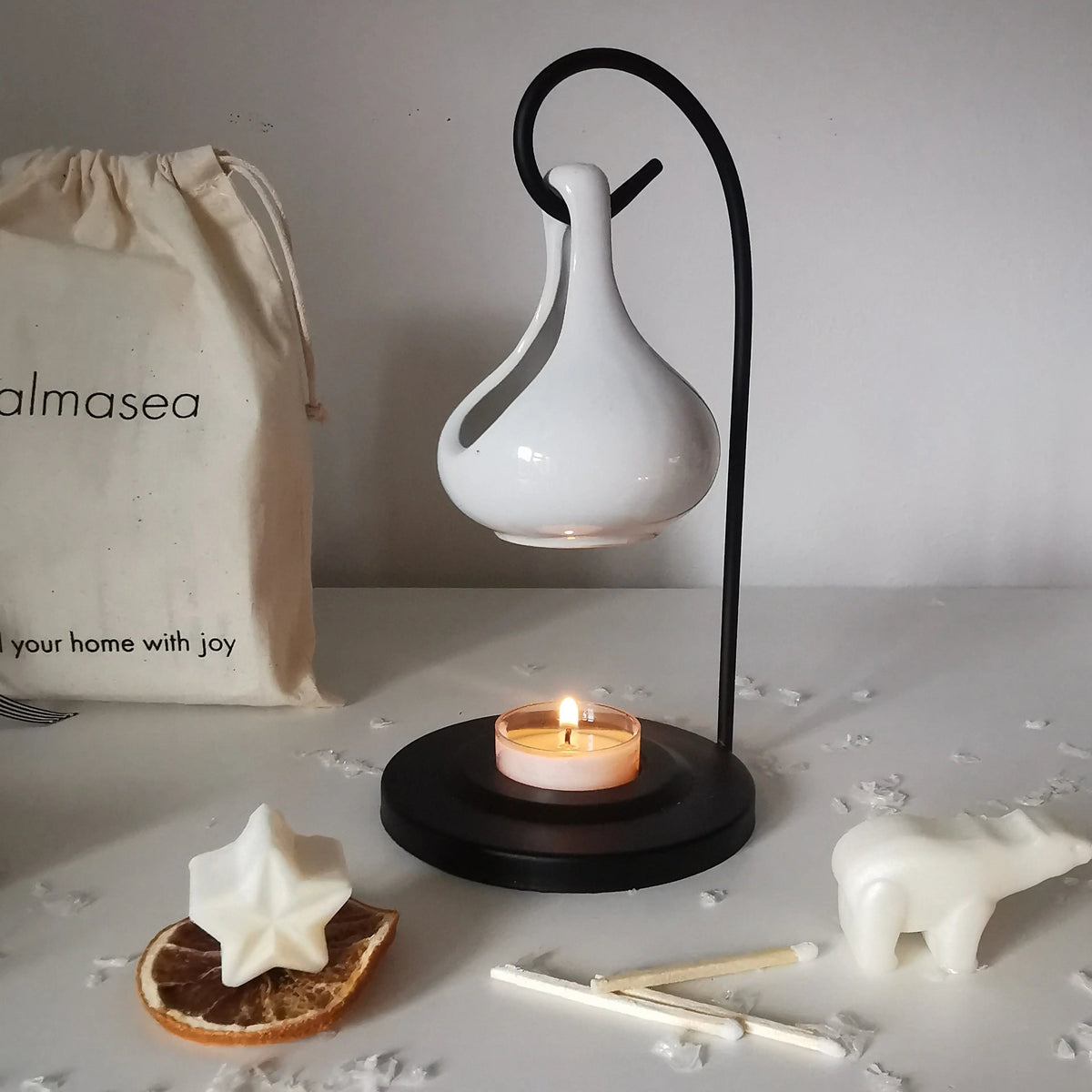 Hanging Oil Burner | Teardrop Tart Warmer with Stand   Handcrafted Sustainable Living  Almasea