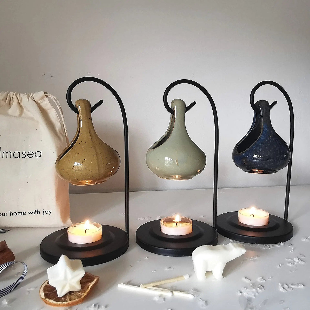 Hanging Oil Burner | Teardrop Tart Warmer with Stand   Handcrafted Sustainable Living  Almasea
