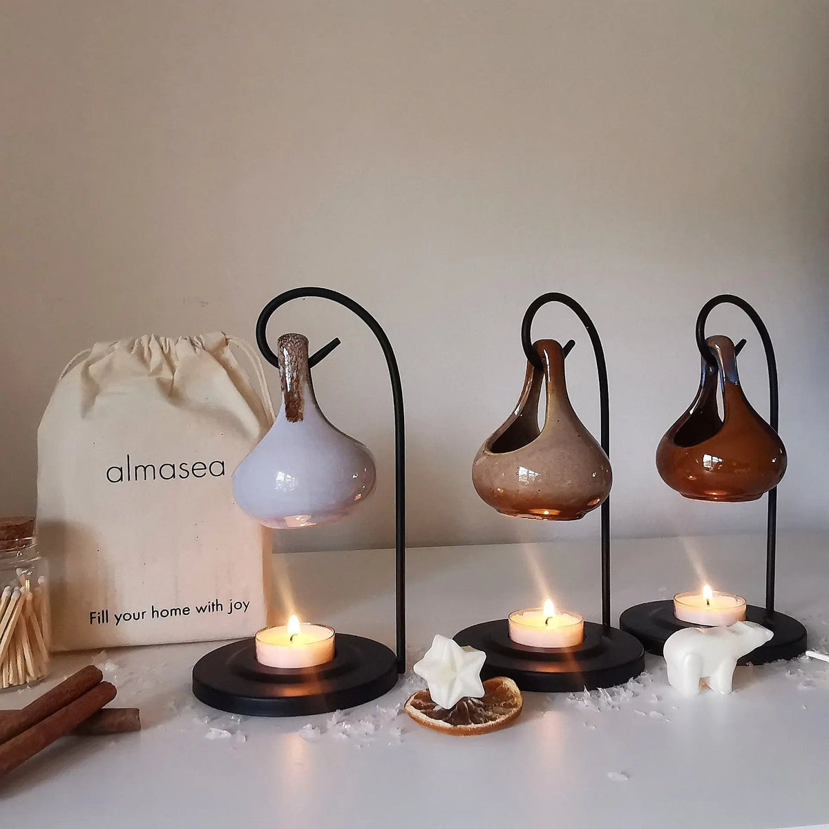 Hanging Oil Burner | Teardrop Tart Warmer with Stand   Handcrafted Sustainable Living  Almasea