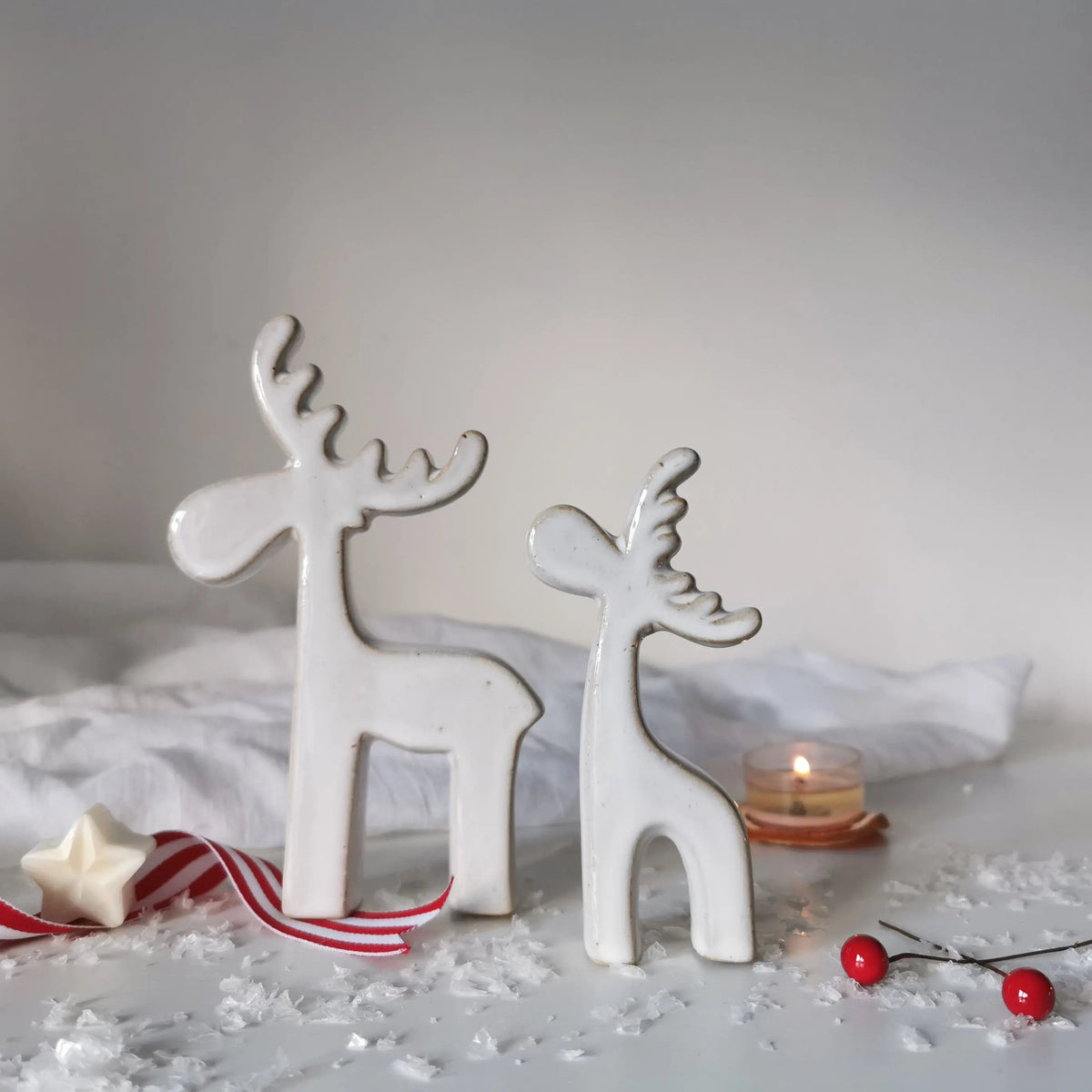 Nordic Reindeer Decoration UK | Off-White Ceramic   Handcrafted Sustainable Living  Almasea