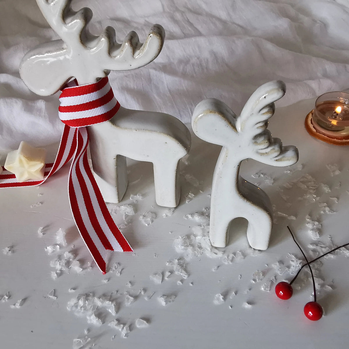 Nordic Reindeer Decoration UK | Off-White Ceramic   Handcrafted Sustainable Living  Almasea
