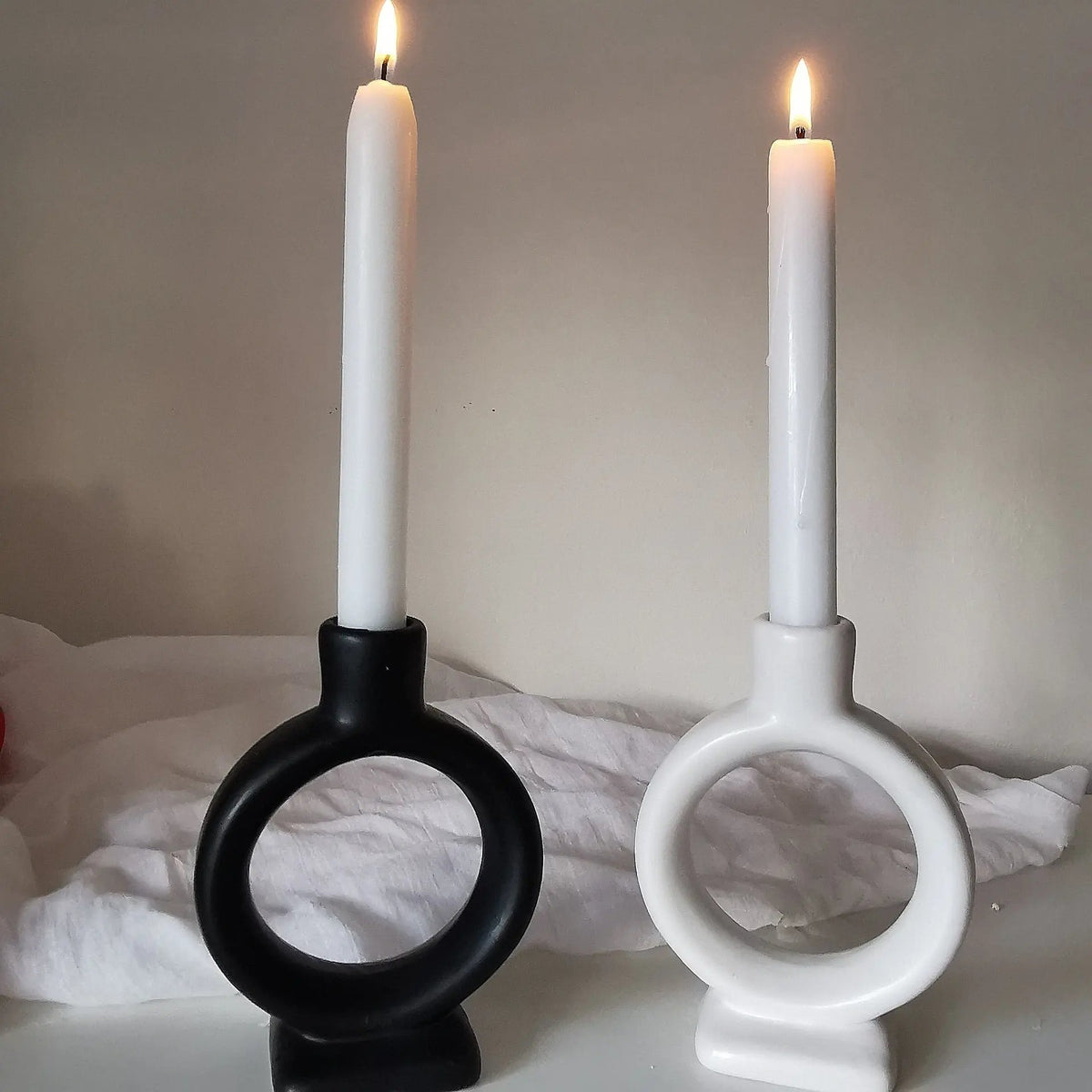 Minimalist Candle Holder – Circle Ceramic Candlestick | Black & White   Handcrafted Sustainable Living  Almasea