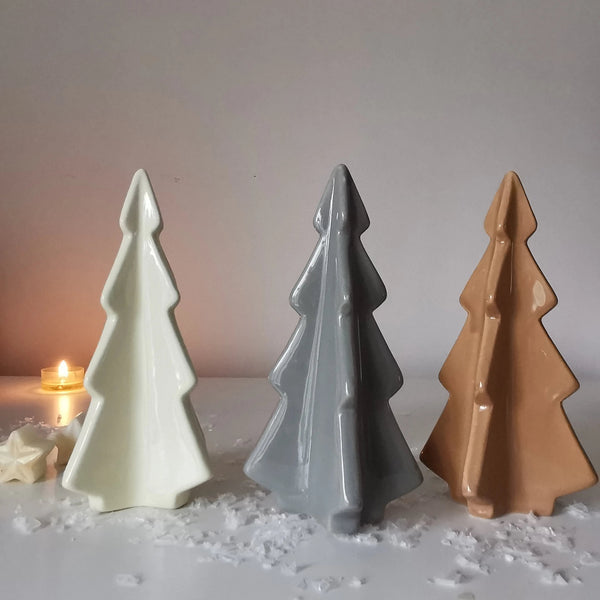 Glossy 3D Natural Ceramic Trees Christmas Decoration