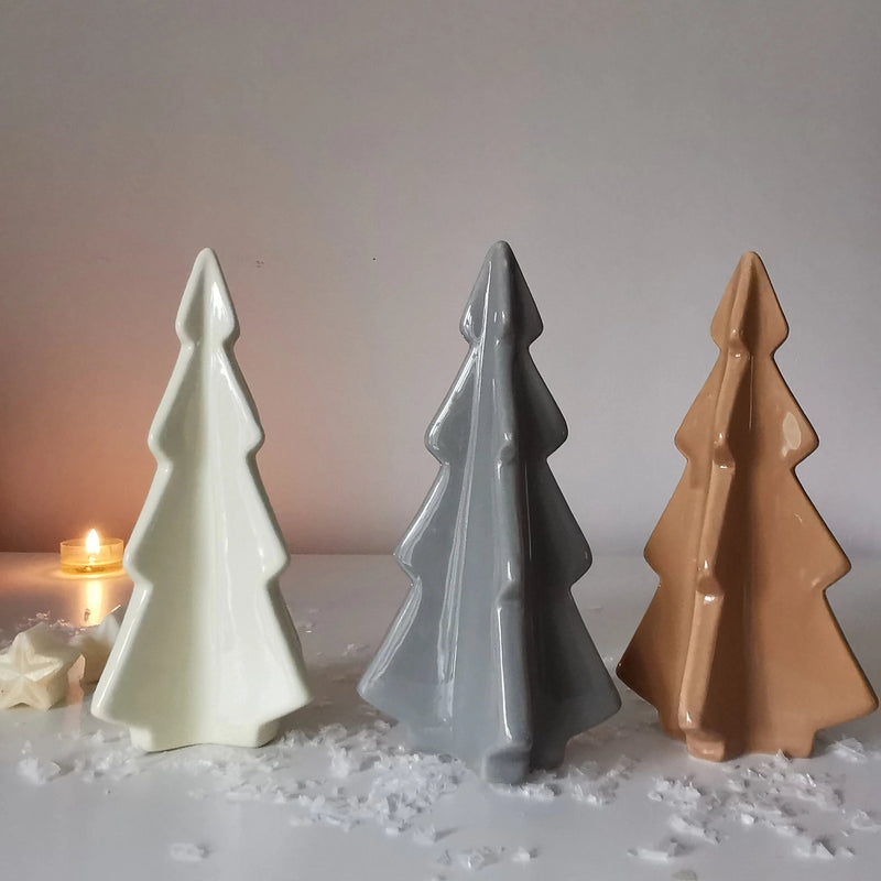 Glossy 3D  Natural Ceramic Trees Christmas Decoration   Handcrafted Sustainable Living  Almasea