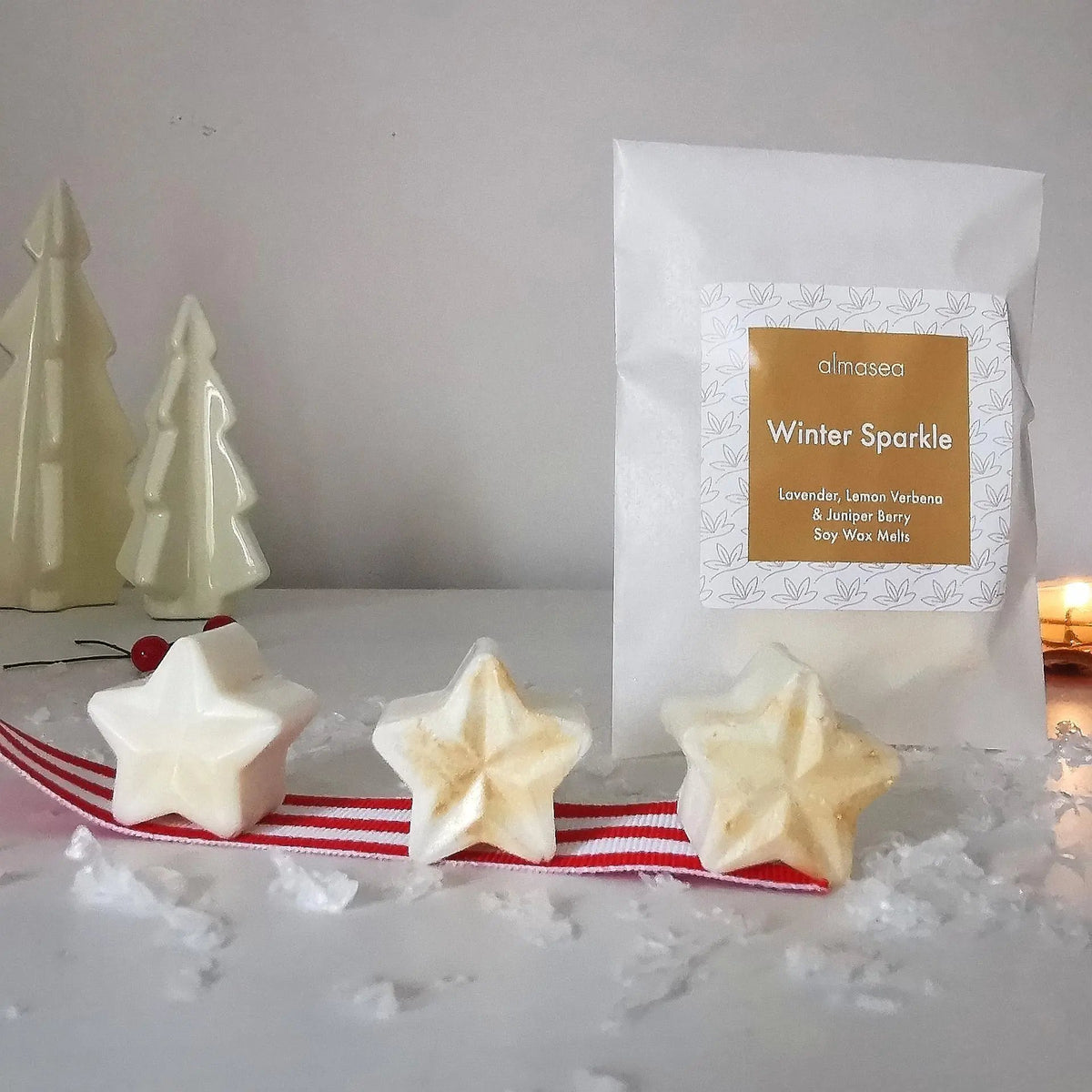 Winter Sparkle Soy Wax Melts | Lavender, Lemon Verbena & Juniper Berry   Handcrafted Sustainable Living  almasea