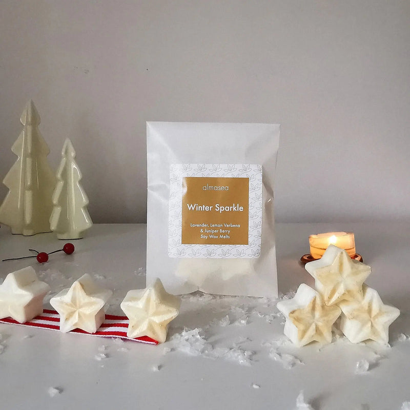 Winter Sparkle Soy Wax Melts | Lavender, Lemon Verbena & Juniper Berry   Handcrafted Sustainable Living  almasea