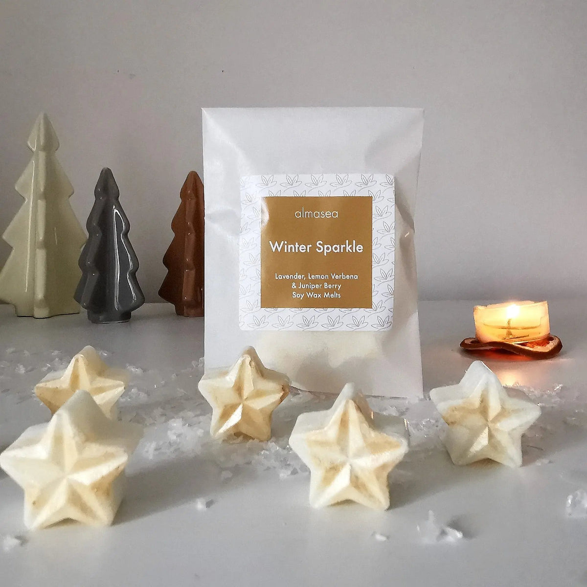 Winter Sparkle Soy Wax Melts | Lavender, Lemon Verbena & Juniper Berry   Handcrafted Sustainable Living  almasea