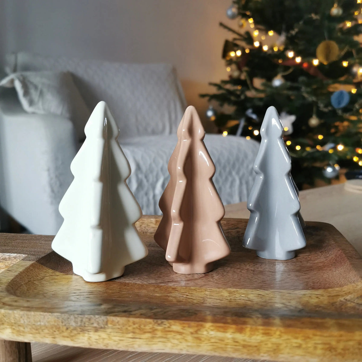 Glossy 3D Natural Ceramic Trees Christmas Decoration, photo 3 of 11