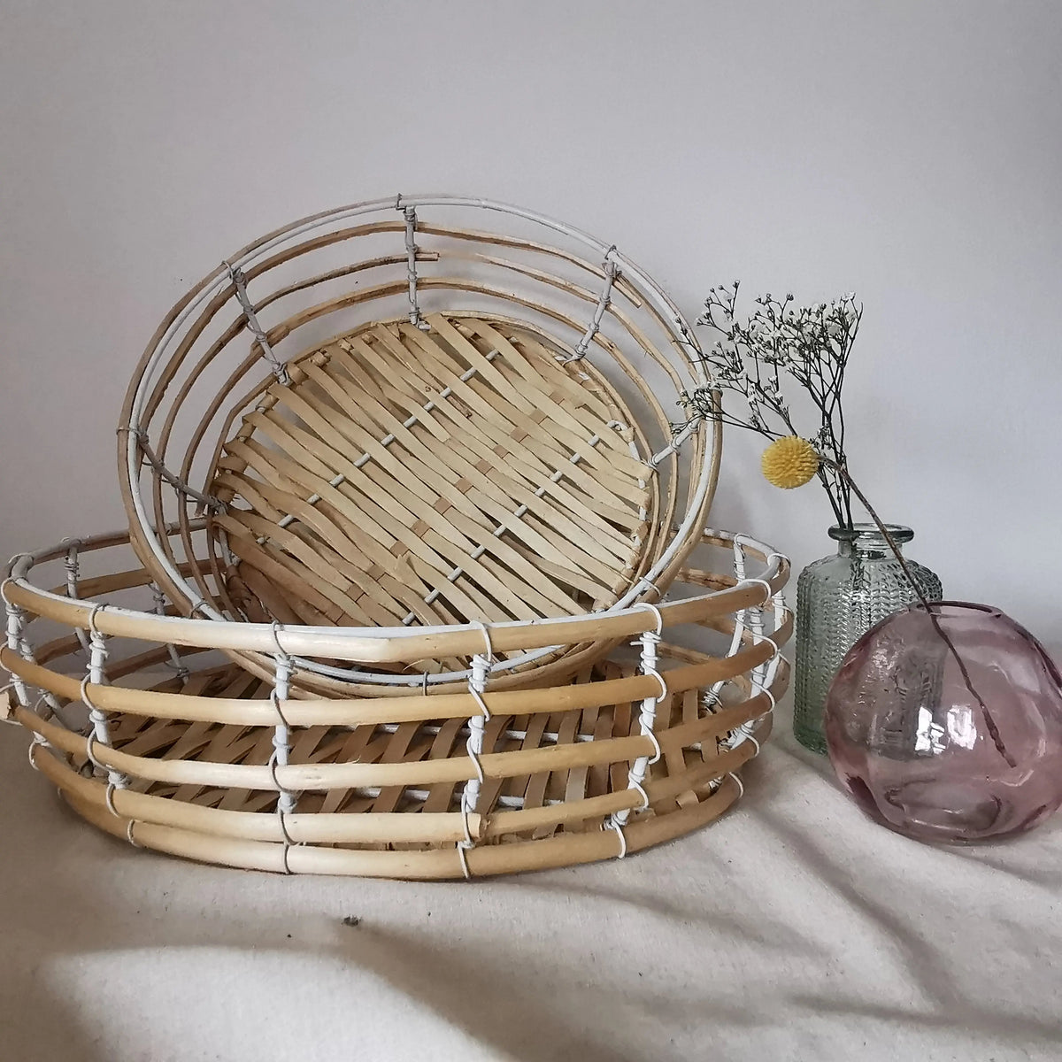 Round Bamboo Tray Baskets for Home Styling   Handcrafted Sustainable Living  Almasea