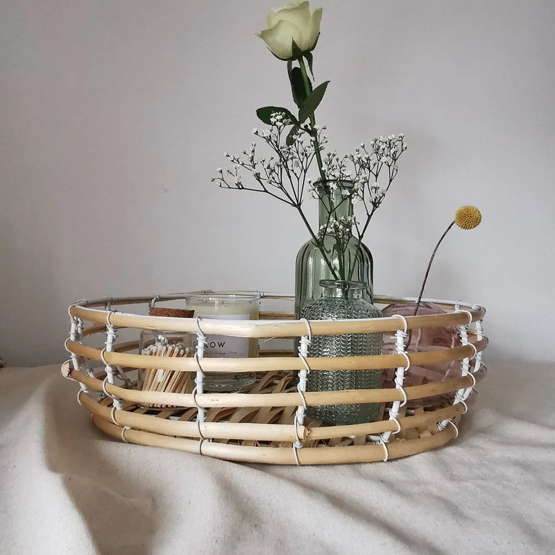 Round Bamboo Tray Baskets for Home Styling   Handcrafted Sustainable Living  Almasea