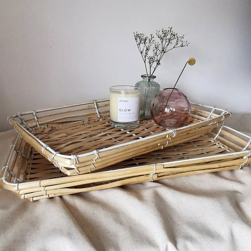 Rectangular Bamboo Tray Baskets – Mediterranean Rustic Style   Handcrafted Sustainable Living  Almasea