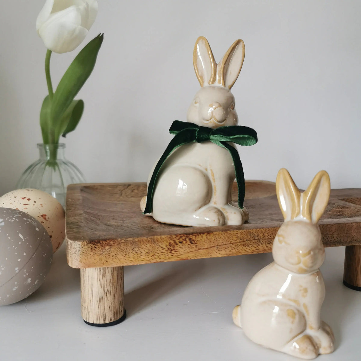 Ceramic Sitting Bunny Ornament – Reactive Glaze Easter Bunny   Handcrafted Sustainable Living  Almasea