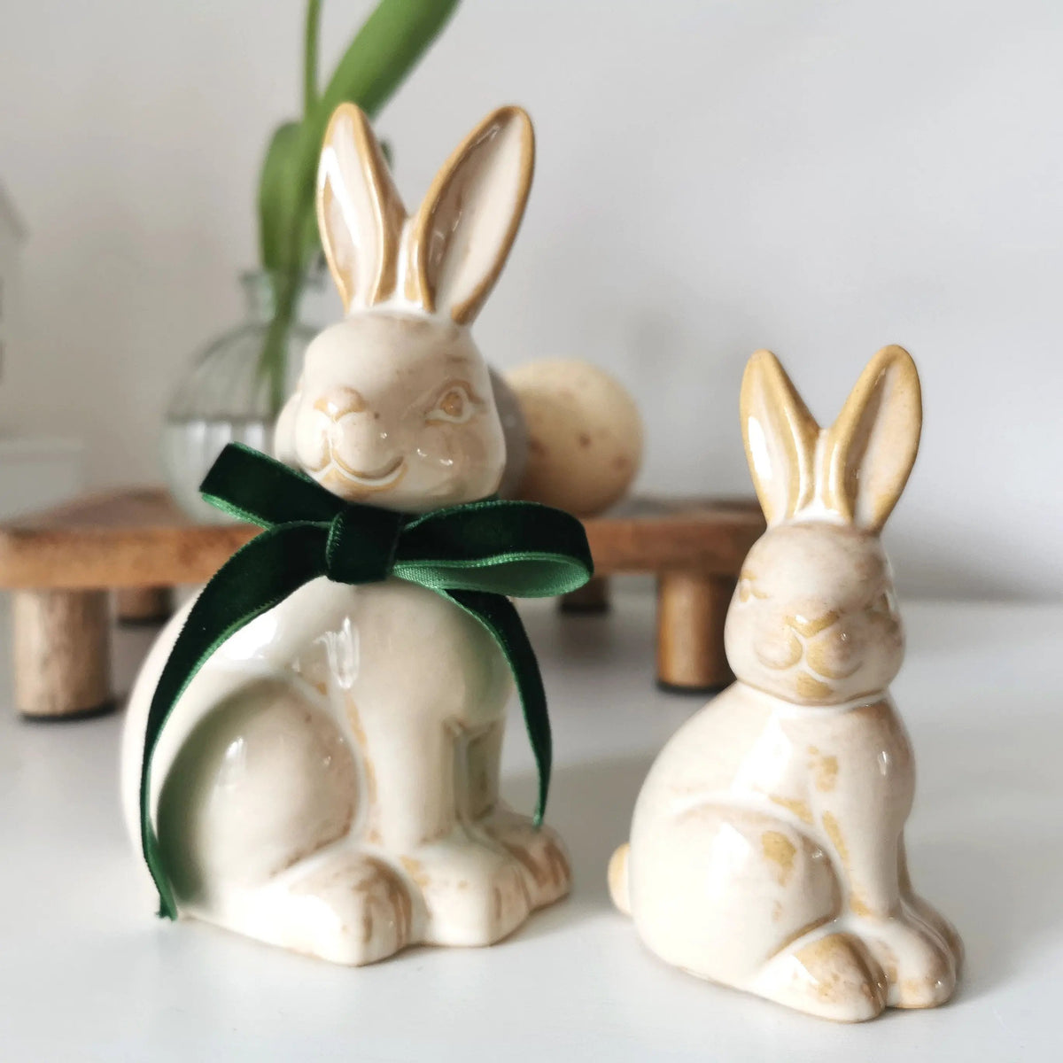 Ceramic Sitting Bunny Ornament – Reactive Glaze Easter Bunny   Handcrafted Sustainable Living  Almasea