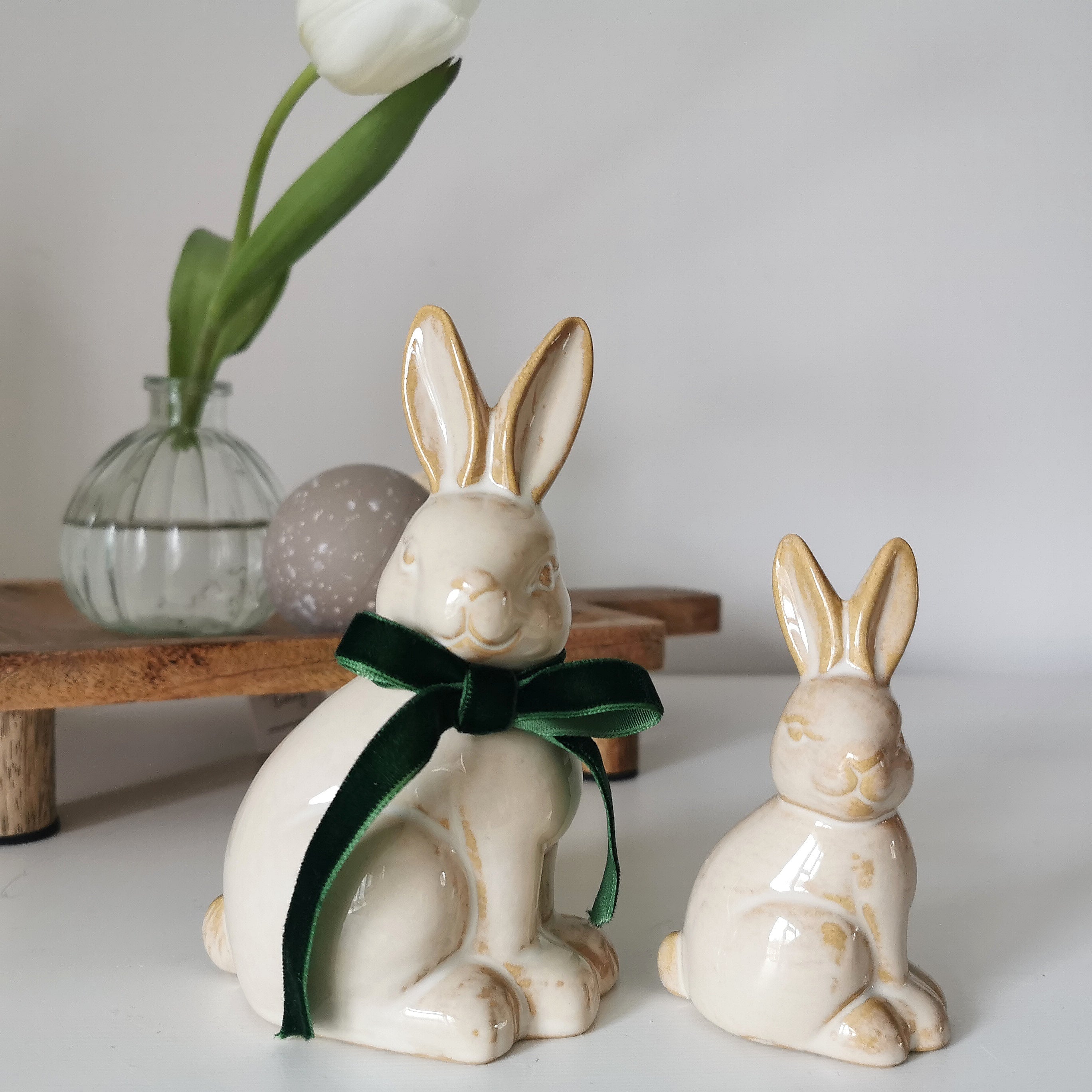 Natural Ceramic Sitting Bunny