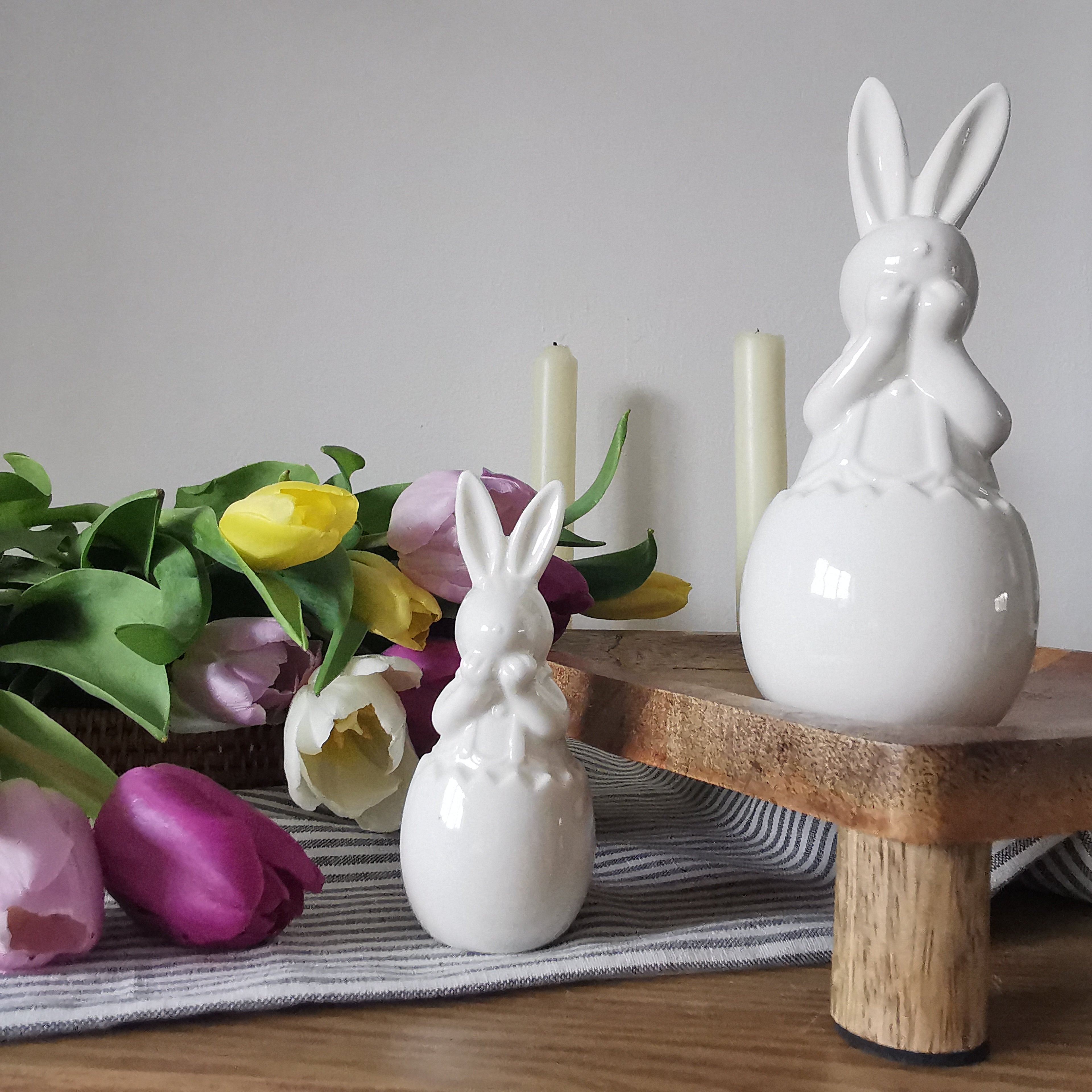 White Ceramic Easter Bunny in Egg