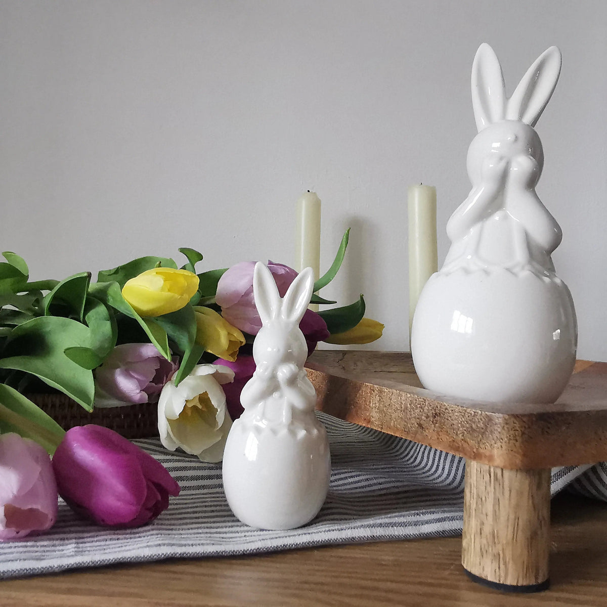 White Ceramic Easter Bunny in Egg   Handcrafted Sustainable Living  Almasea