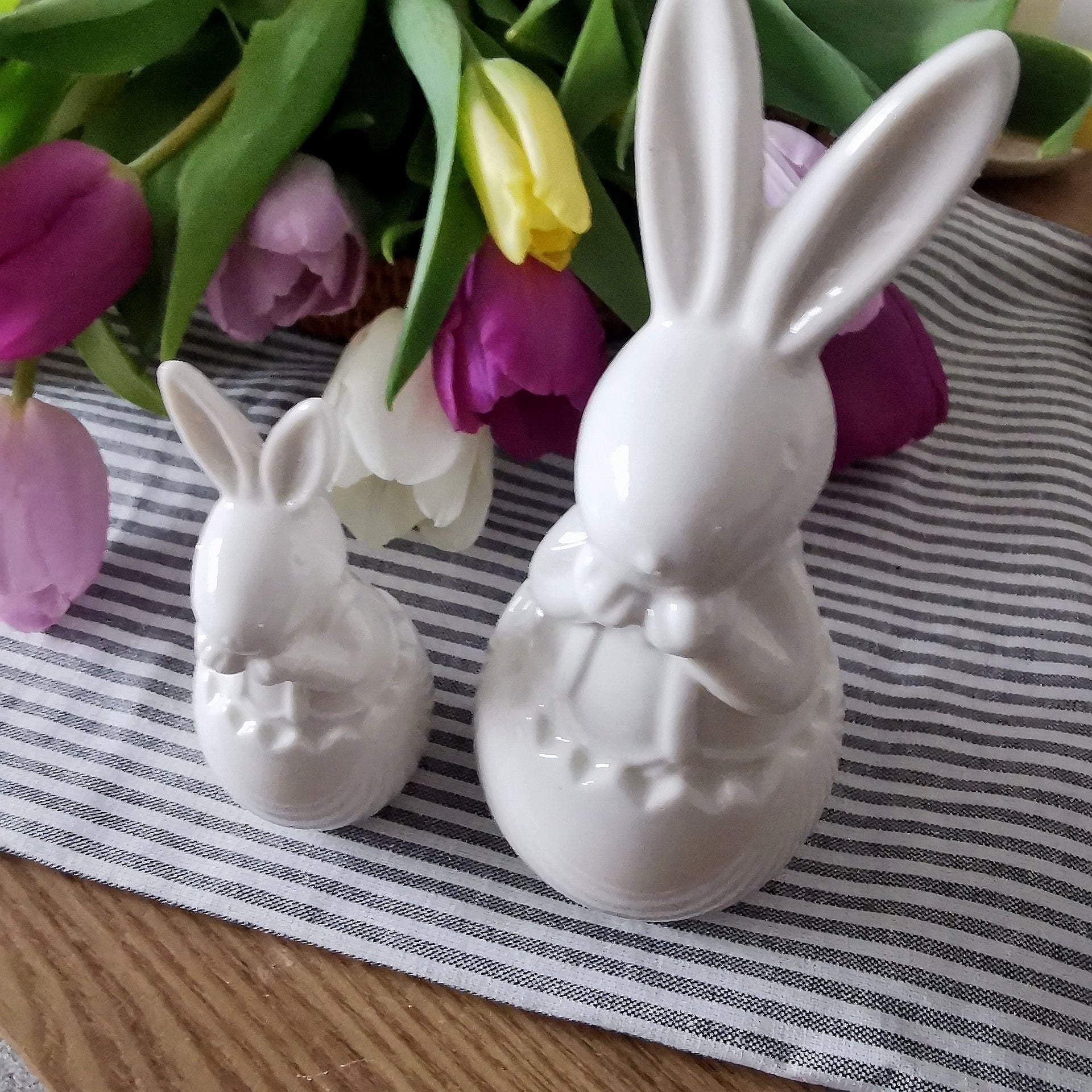 White Ceramic Easter Bunny in Egg