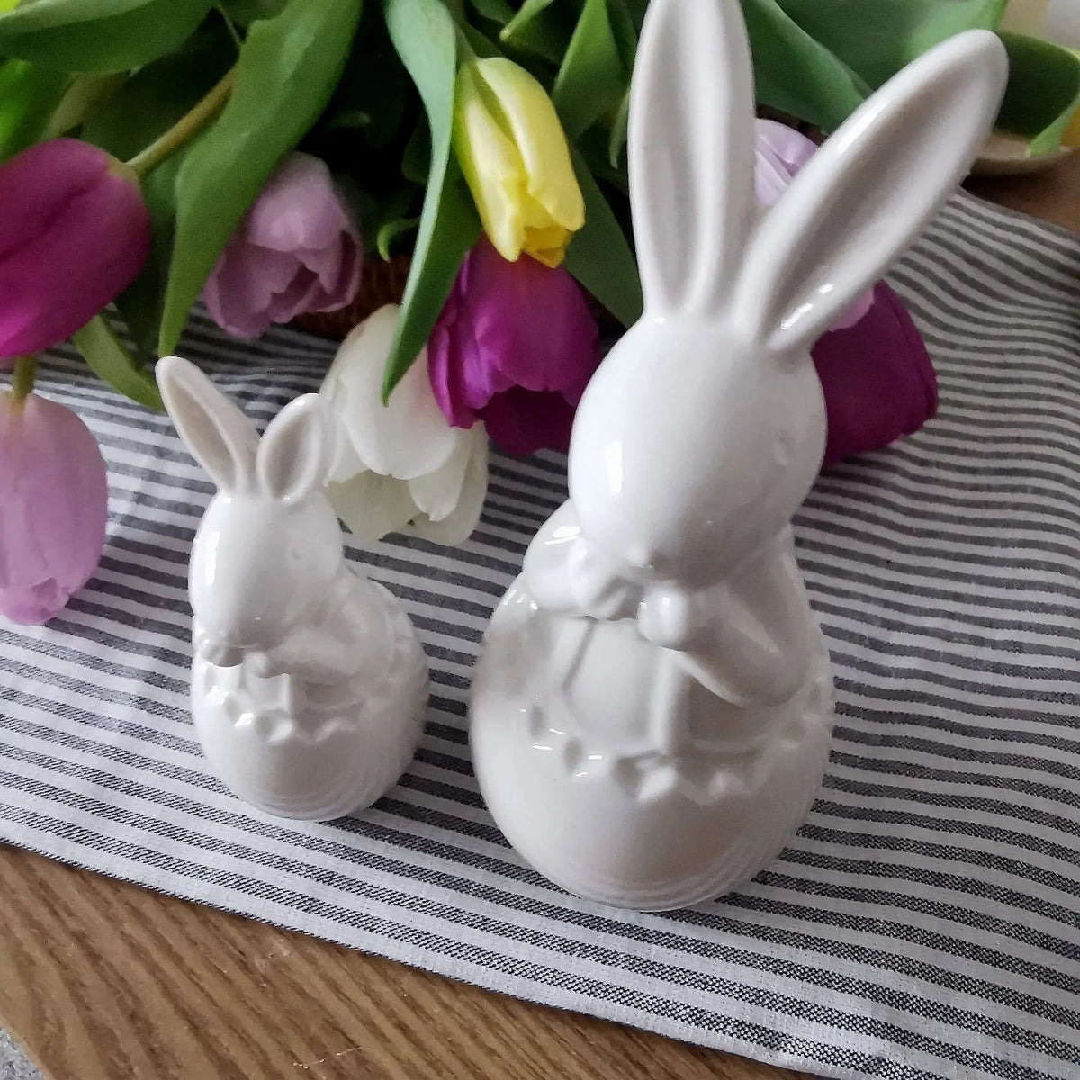 White Ceramic Easter Bunny in Egg   Handcrafted Sustainable Living  Almasea