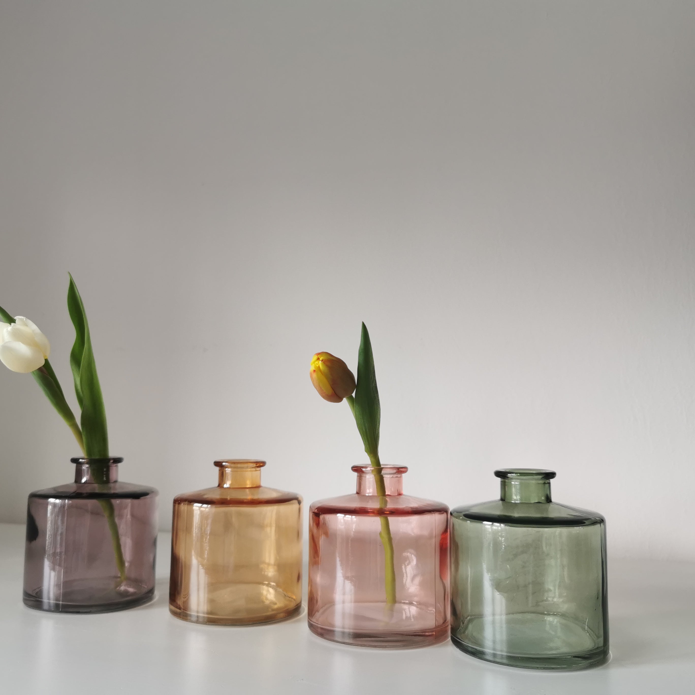 Squat Glass Vase Bottle Summer Colours