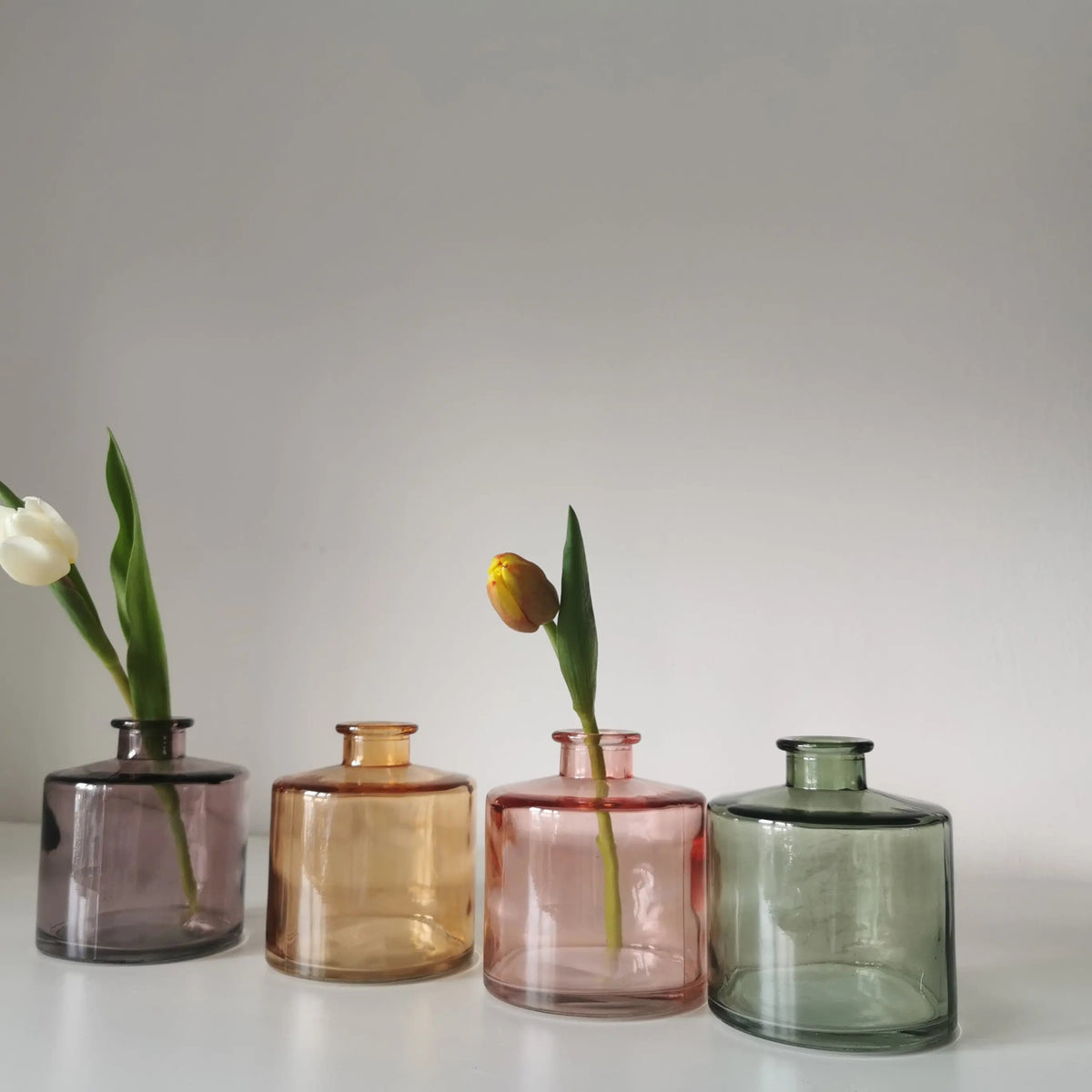 Apothecary Short Glass Vase UK – Coloured Bottle Vase   Handcrafted Sustainable Living  Almasea
