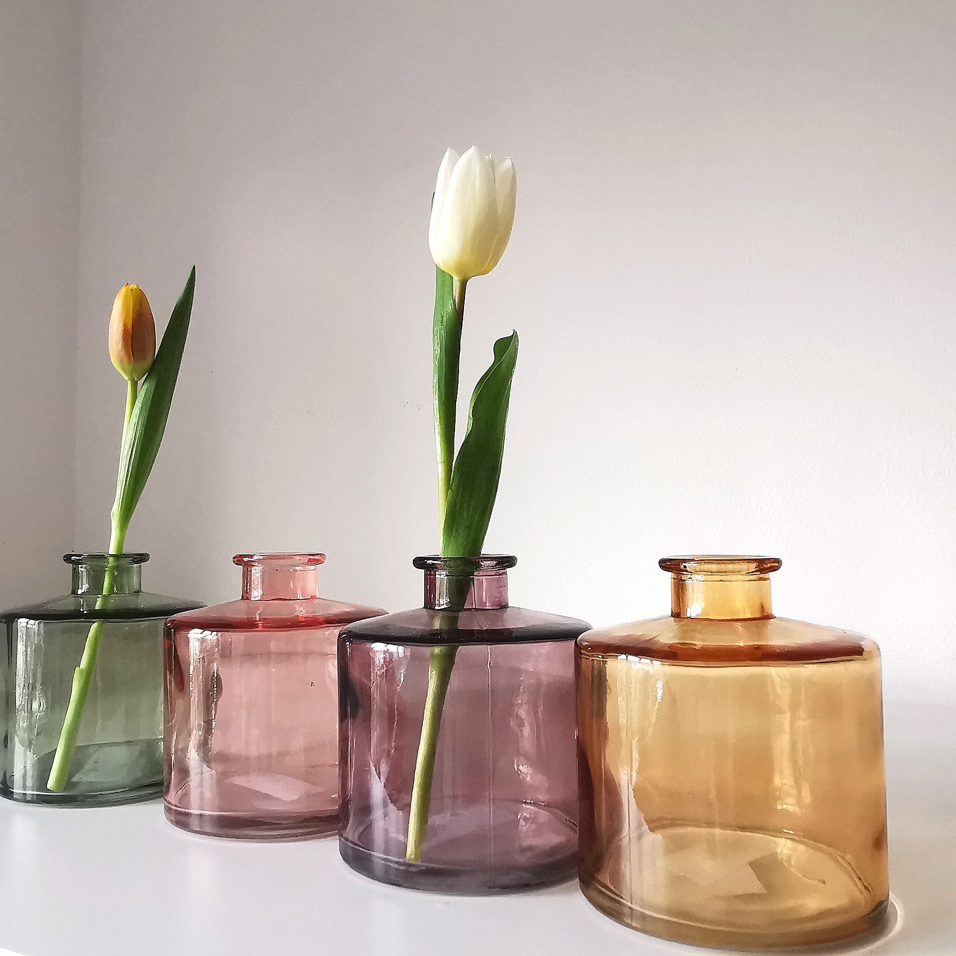 Squat Glass Vase Bottle Summer Colours