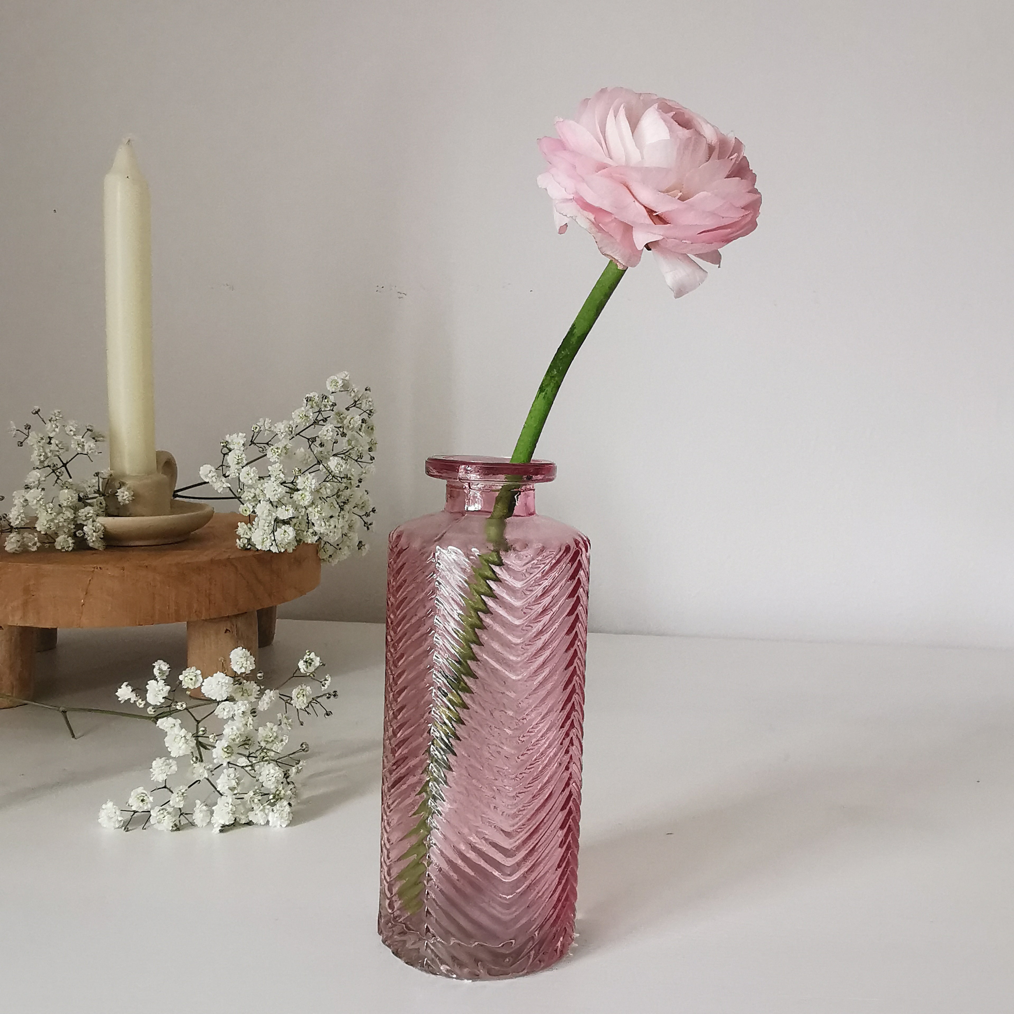 Herringbone Glass Bottle Pastel Shades
